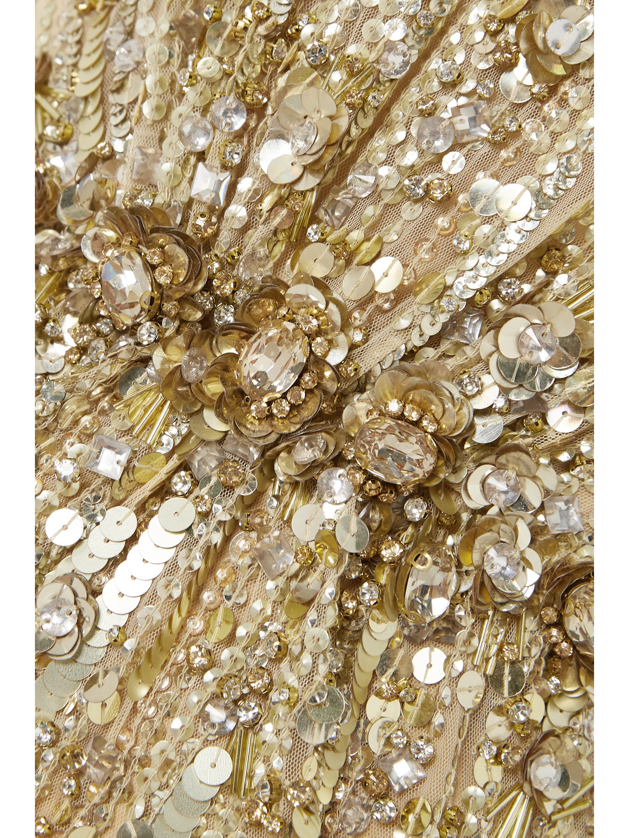 Jenny Packham Bright Gem Embellished Tulle Gown In Gold
