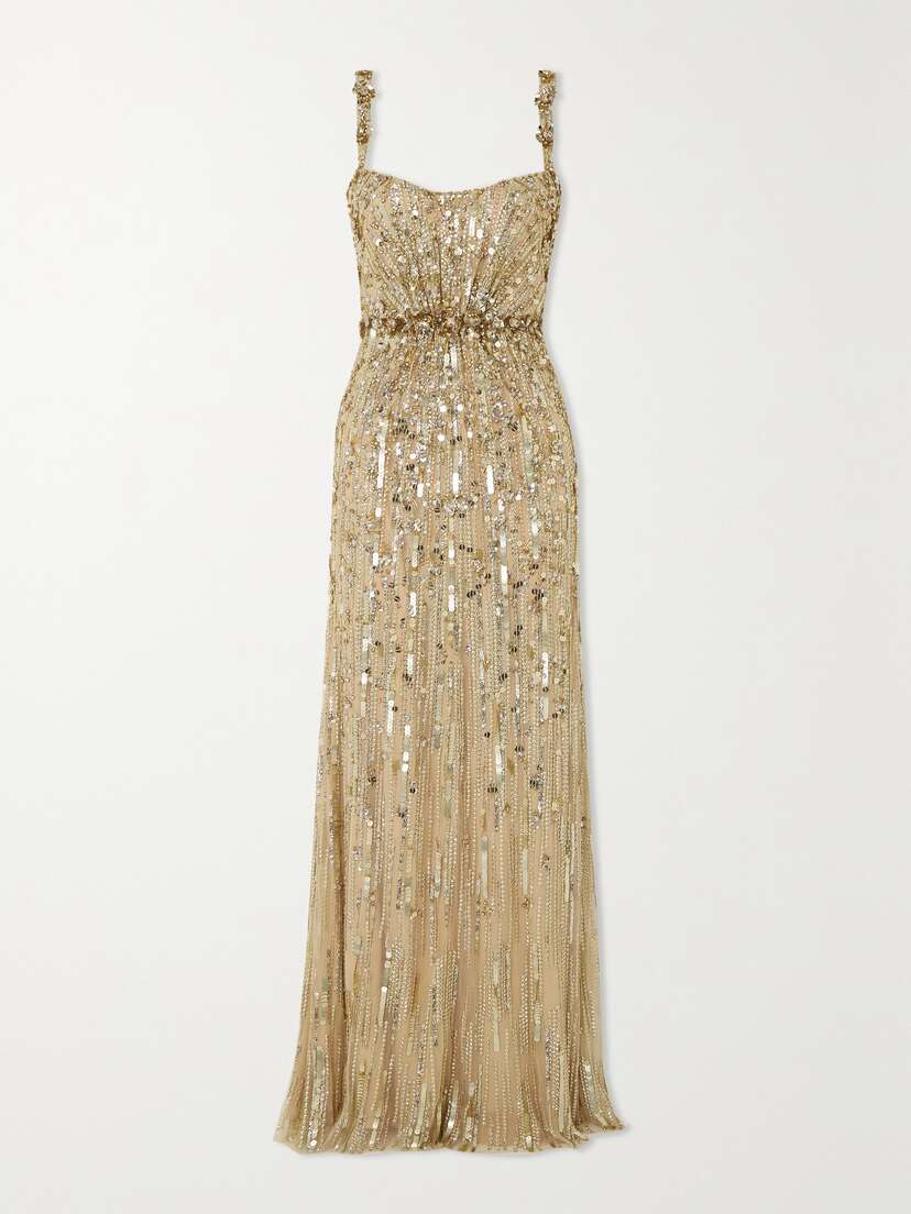 Jenny Packham Bright Gem Embellished Tulle Gown