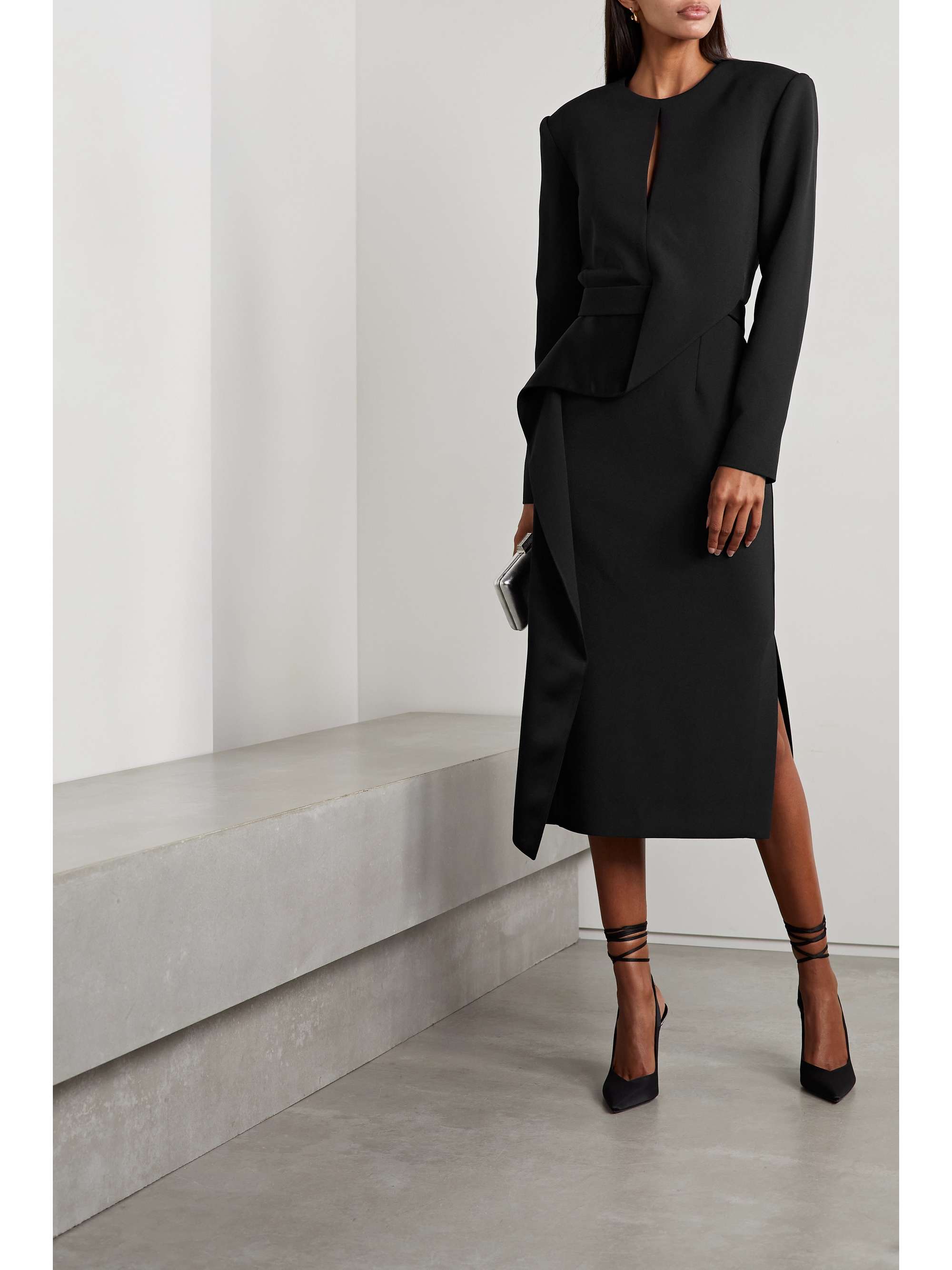 SAFIYAA Dalia draped cady midi dress