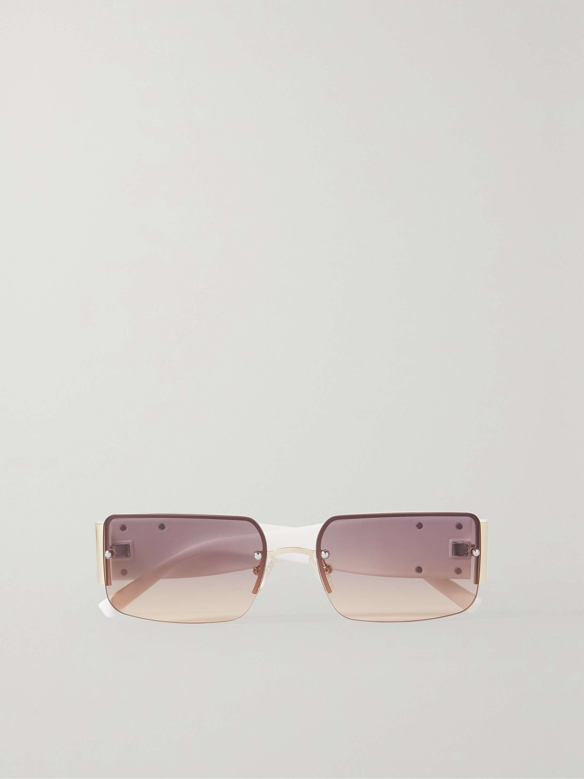 Rimless Rectangular-Frame Gold-Tone and Acetate Sunglasses