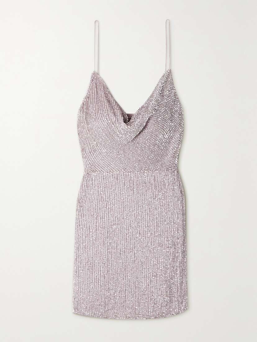 Retrofête Jill Draped Sequined Chiffon Mini Dress