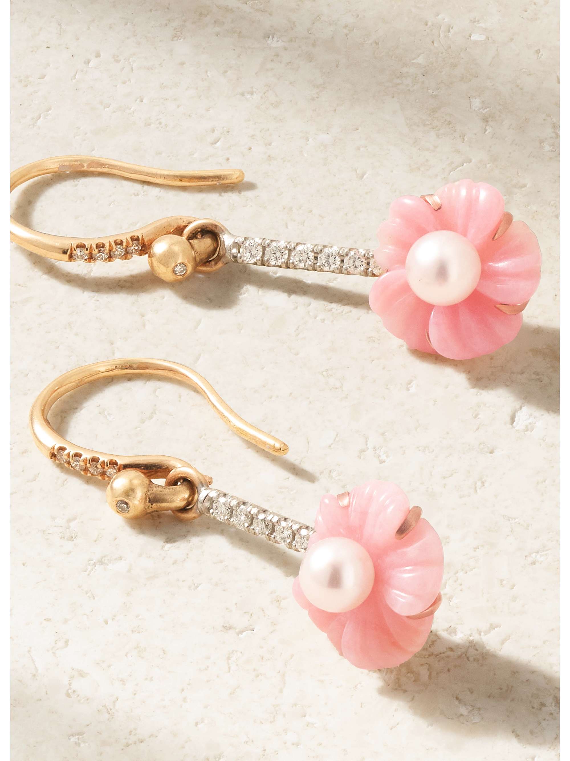 IRENE NEUWIRTH Botanical 18-karat white and rose gold multi-stone earrings