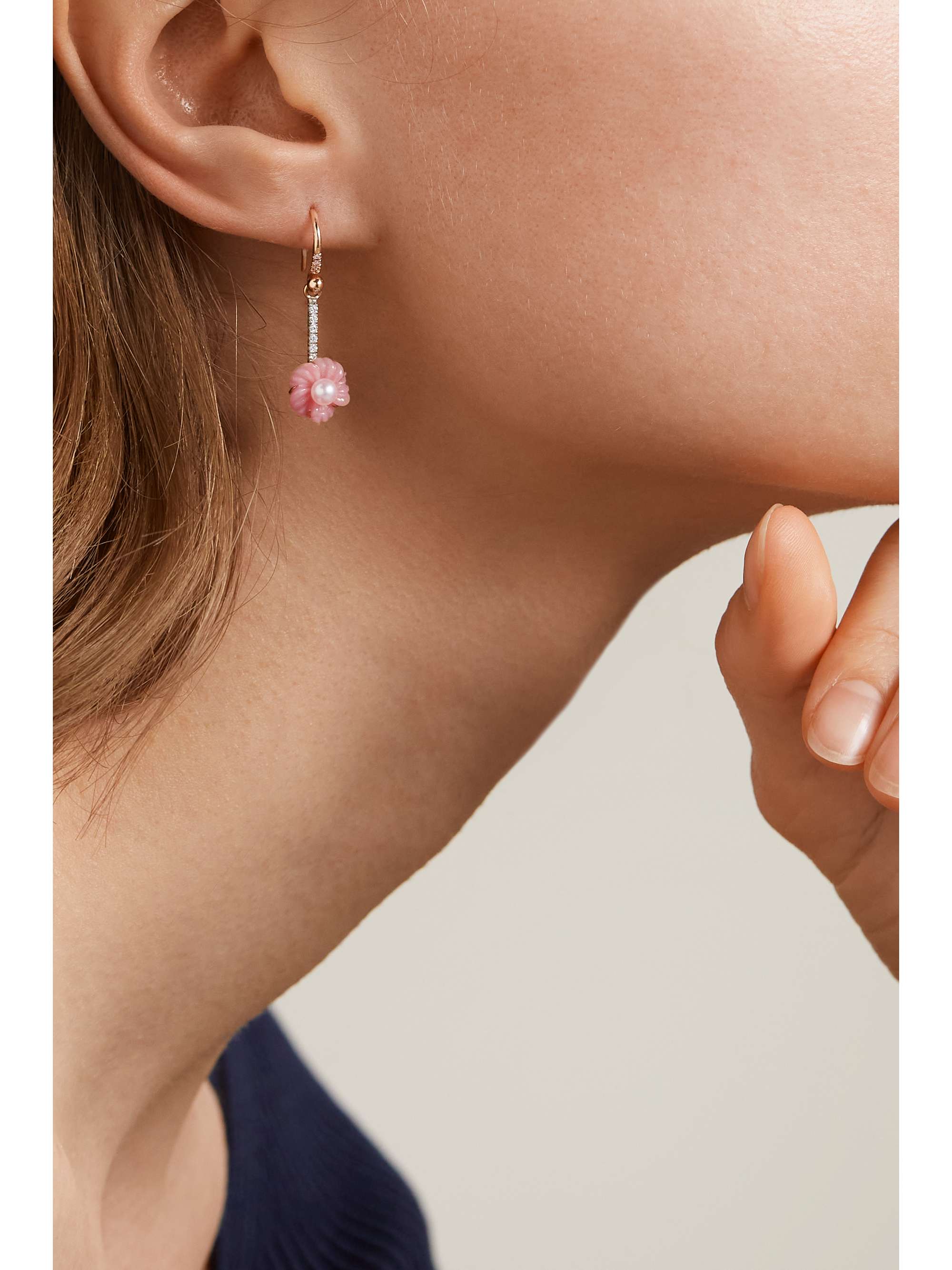 IRENE NEUWIRTH Botanical 18-karat white and rose gold multi-stone earrings