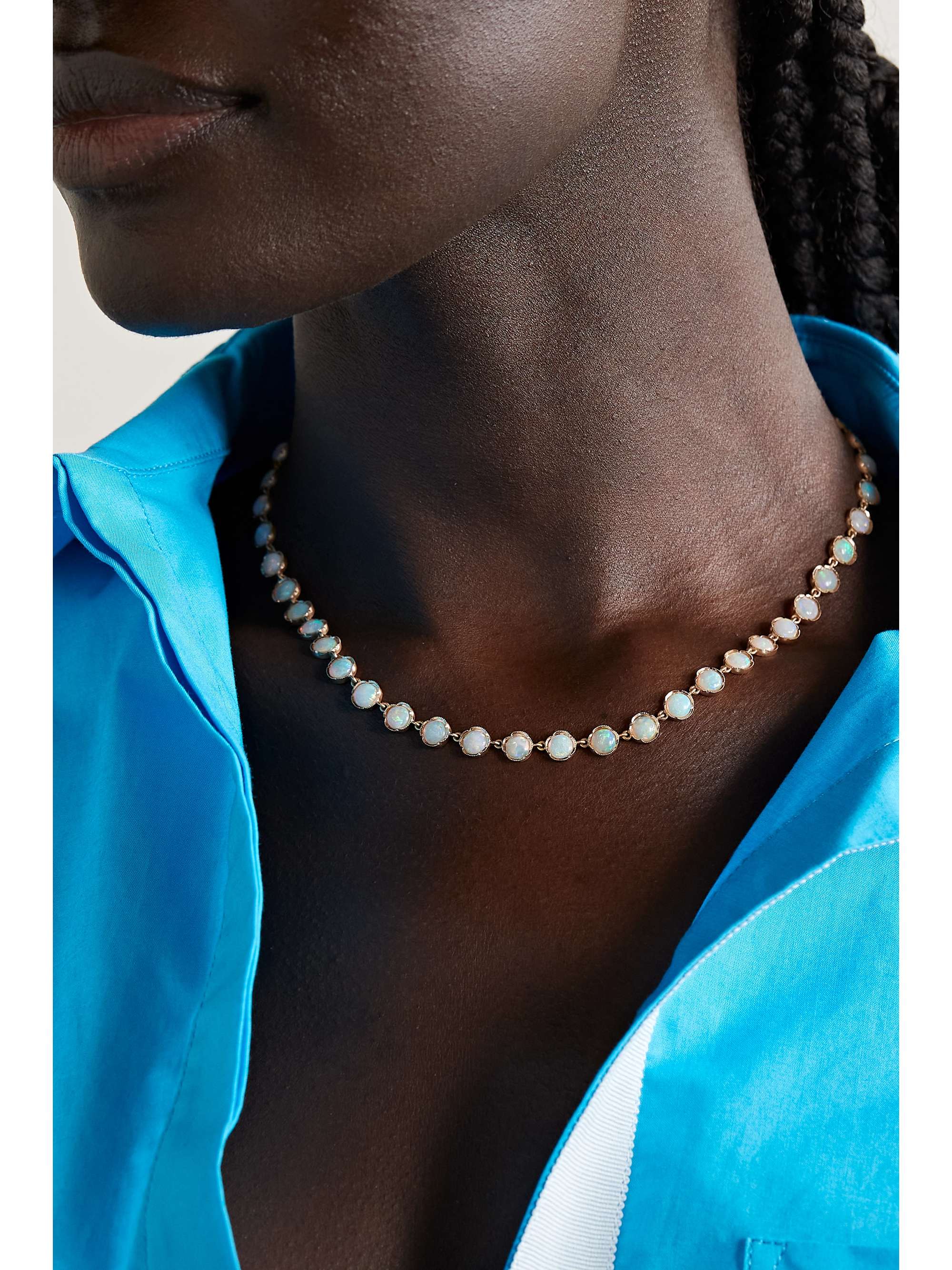 IRENE NEUWIRTH 18-karat rose gold opal necklace
