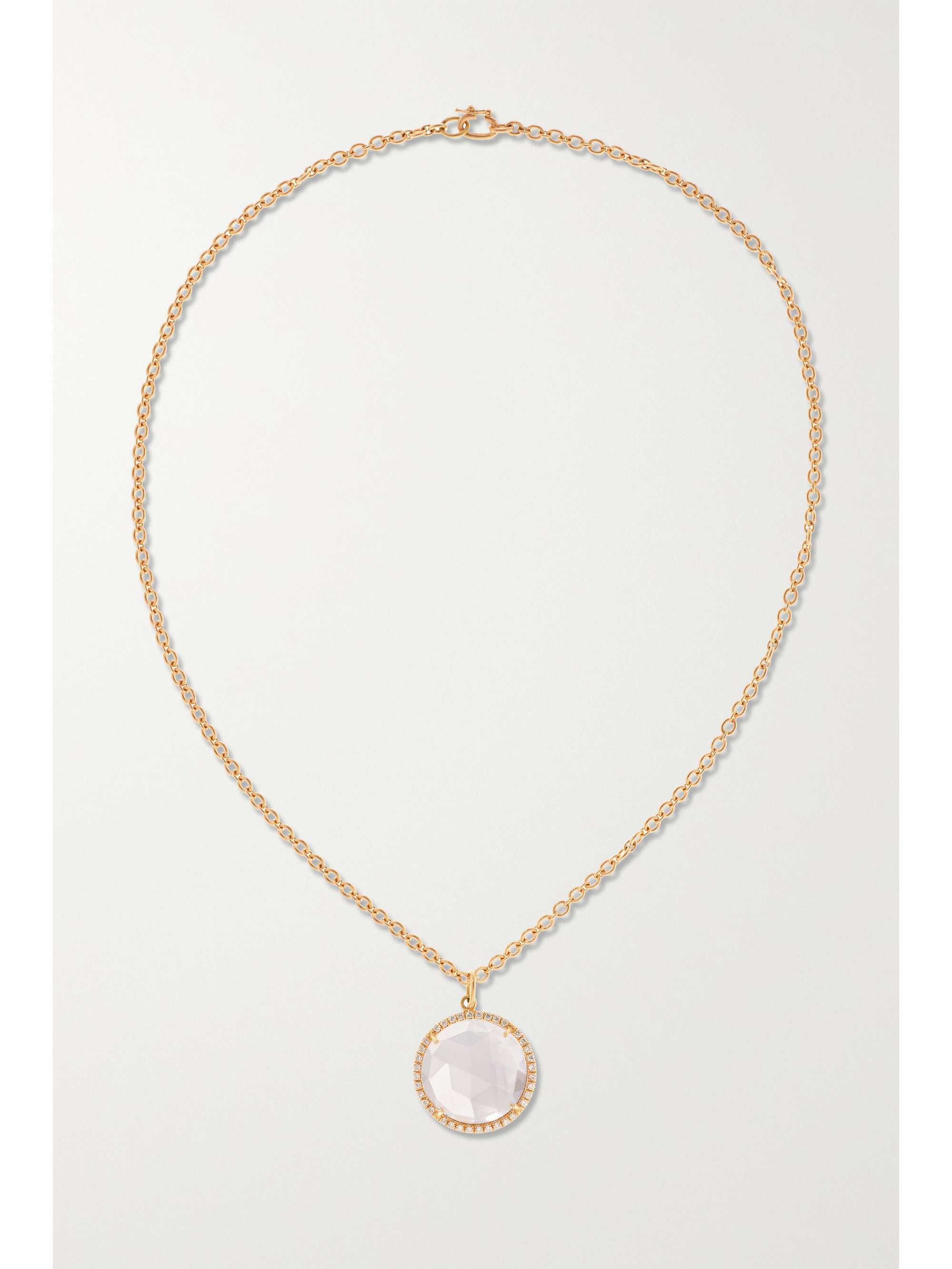 IRENE NEUWIRTH 18-karat rose gold, rose de France and diamond necklace