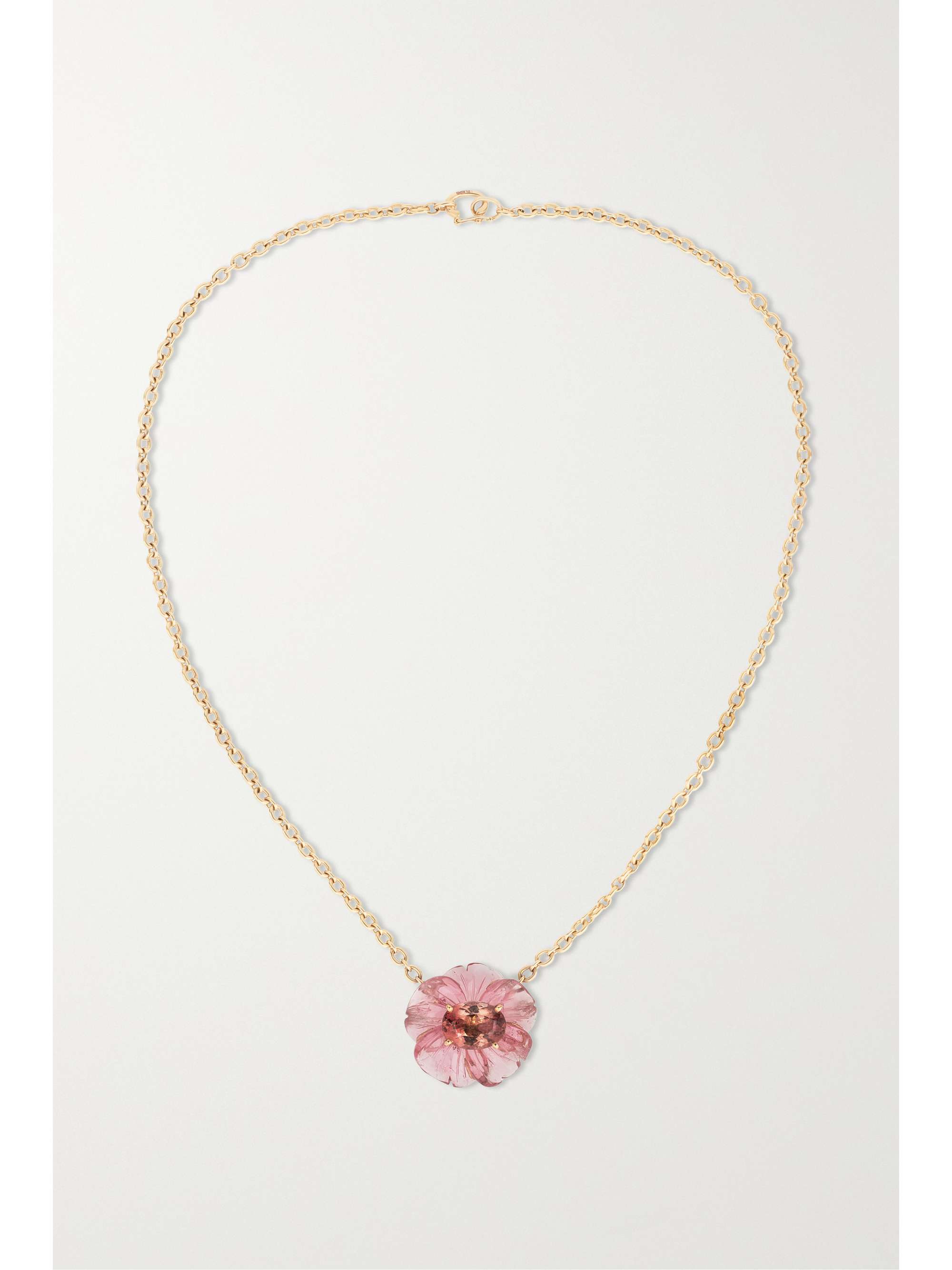 IRENE NEUWIRTH Tropical Flower 18-karat rose gold tourmaline necklace