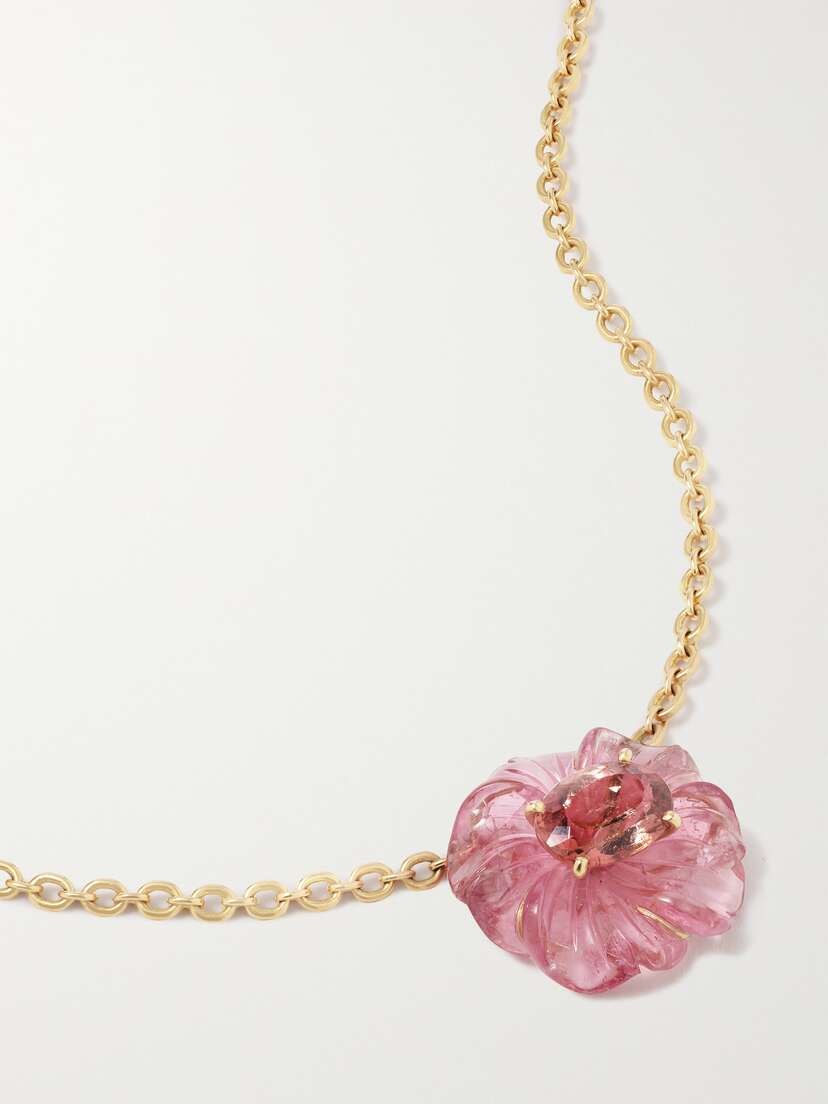 Irene Neuwirth Tropical Flower 18-karat Rose Gold Tourmaline Necklace
