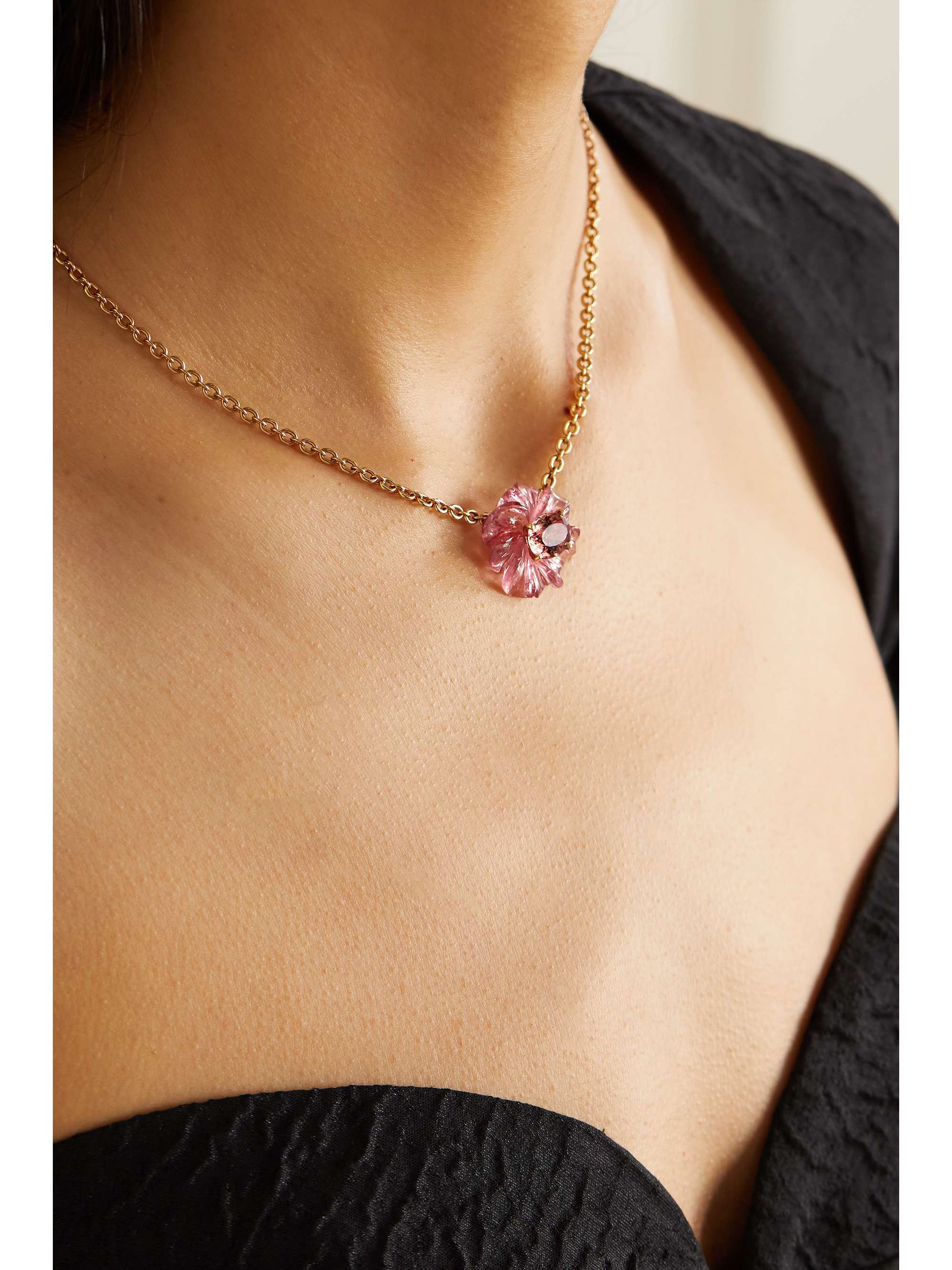 IRENE NEUWIRTH Tropical Flower 18-karat rose gold tourmaline necklace