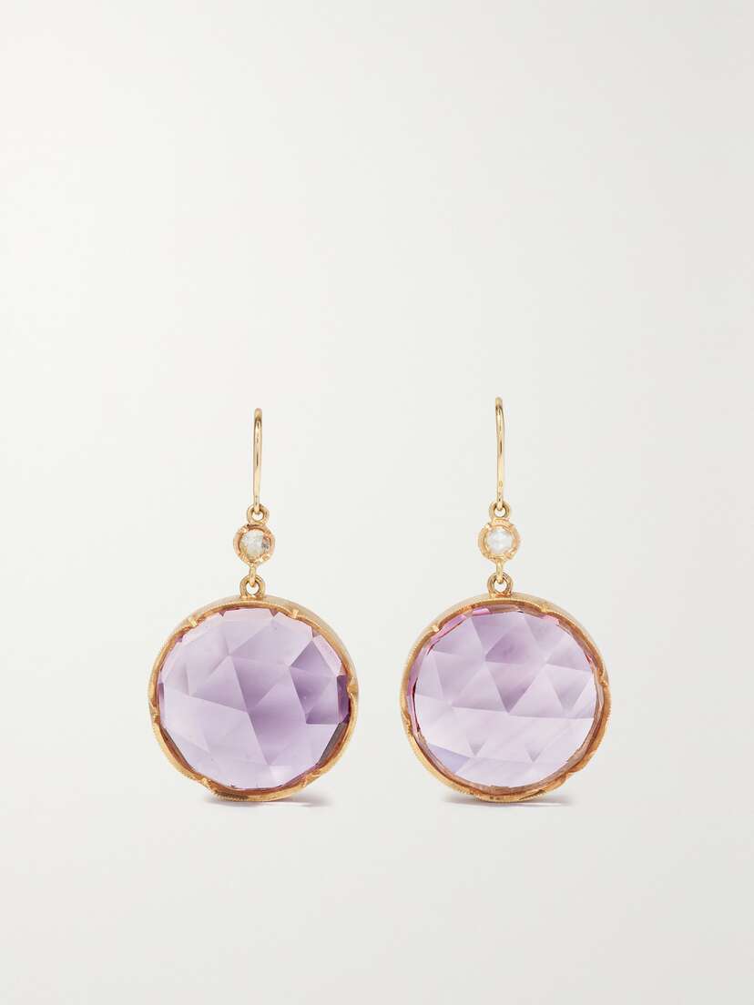 Irene Neuwirth Classic 18-karat Rose Gold, Amethyst And Diamond Earrings