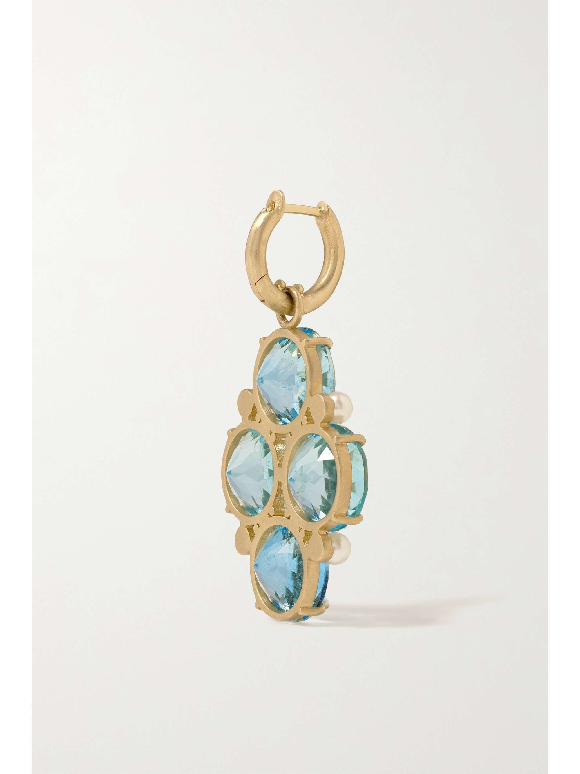 IRENE NEUWIRTH Gemmy Gem 18-karat gold, aquamarine and pearl earrings
