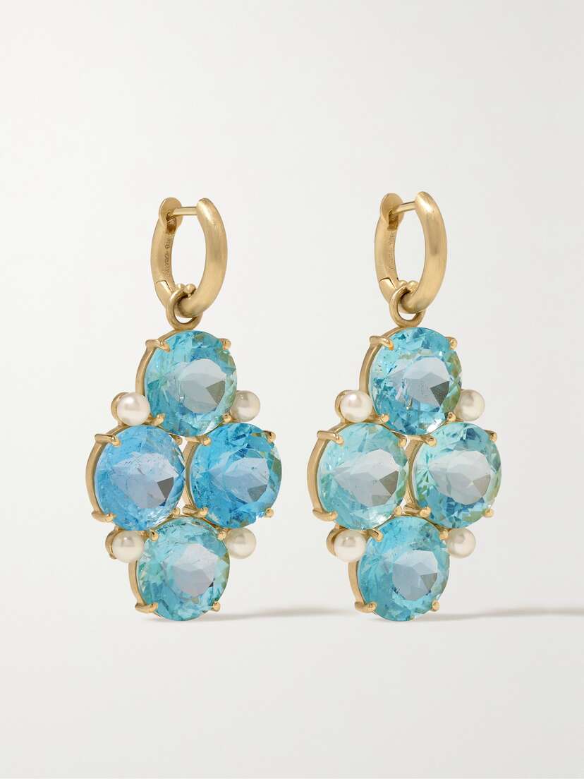 Irene Neuwirth Gemmy Gem 18-karat Gold, Aquamarine And Pearl Earrings