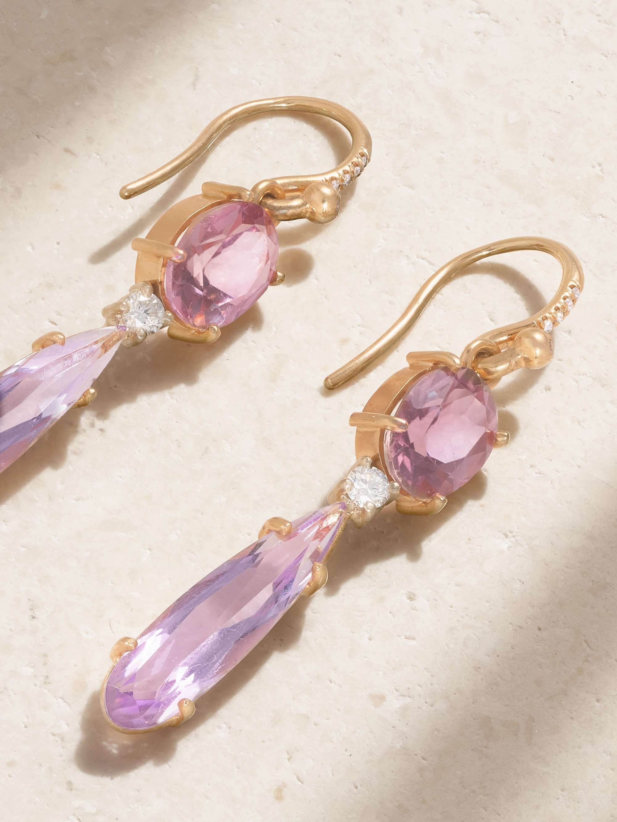IRENE NEUWIRTH Classic 18-karat rose gold multi-stone earrings