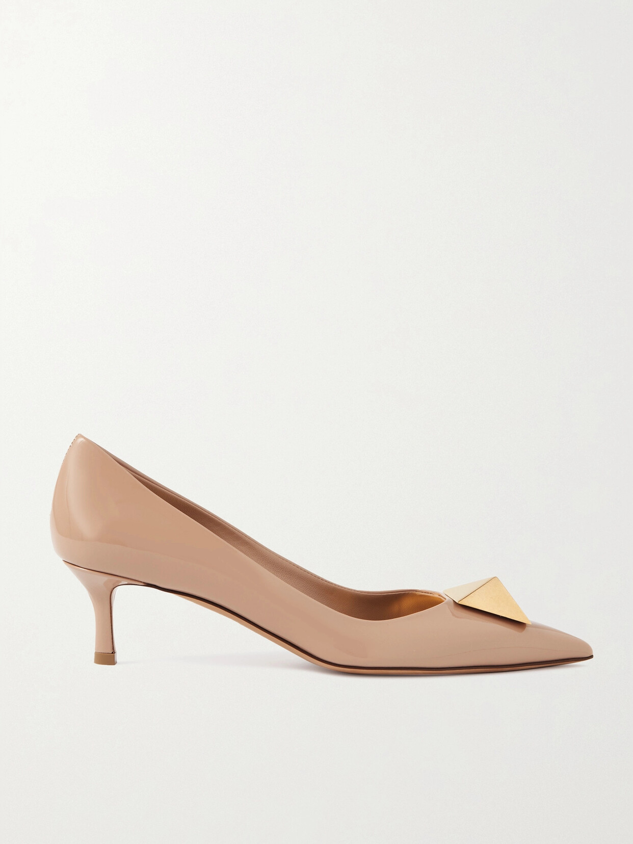 Valentino Garavani Maxi Stud 50 Patent-leather Pumps - Neutrals