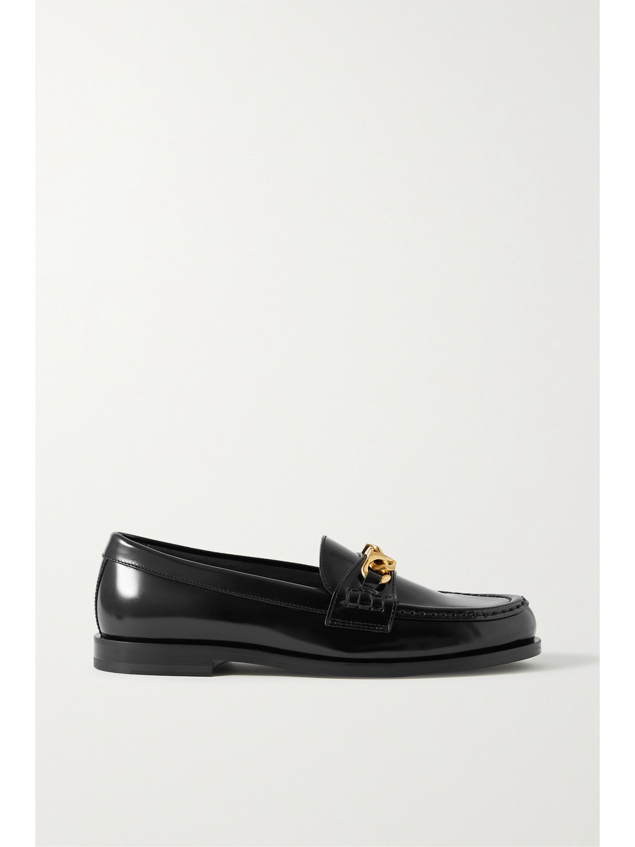 Valentino Garavani Vlogo Chain Leather Loafers In Brown