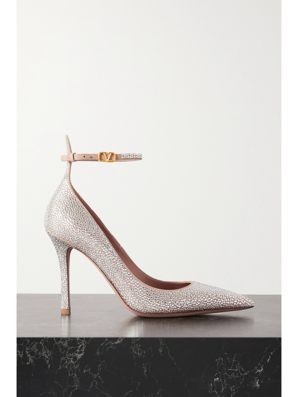Valentino 105mm Rhinestone-embellished Heels In Silver