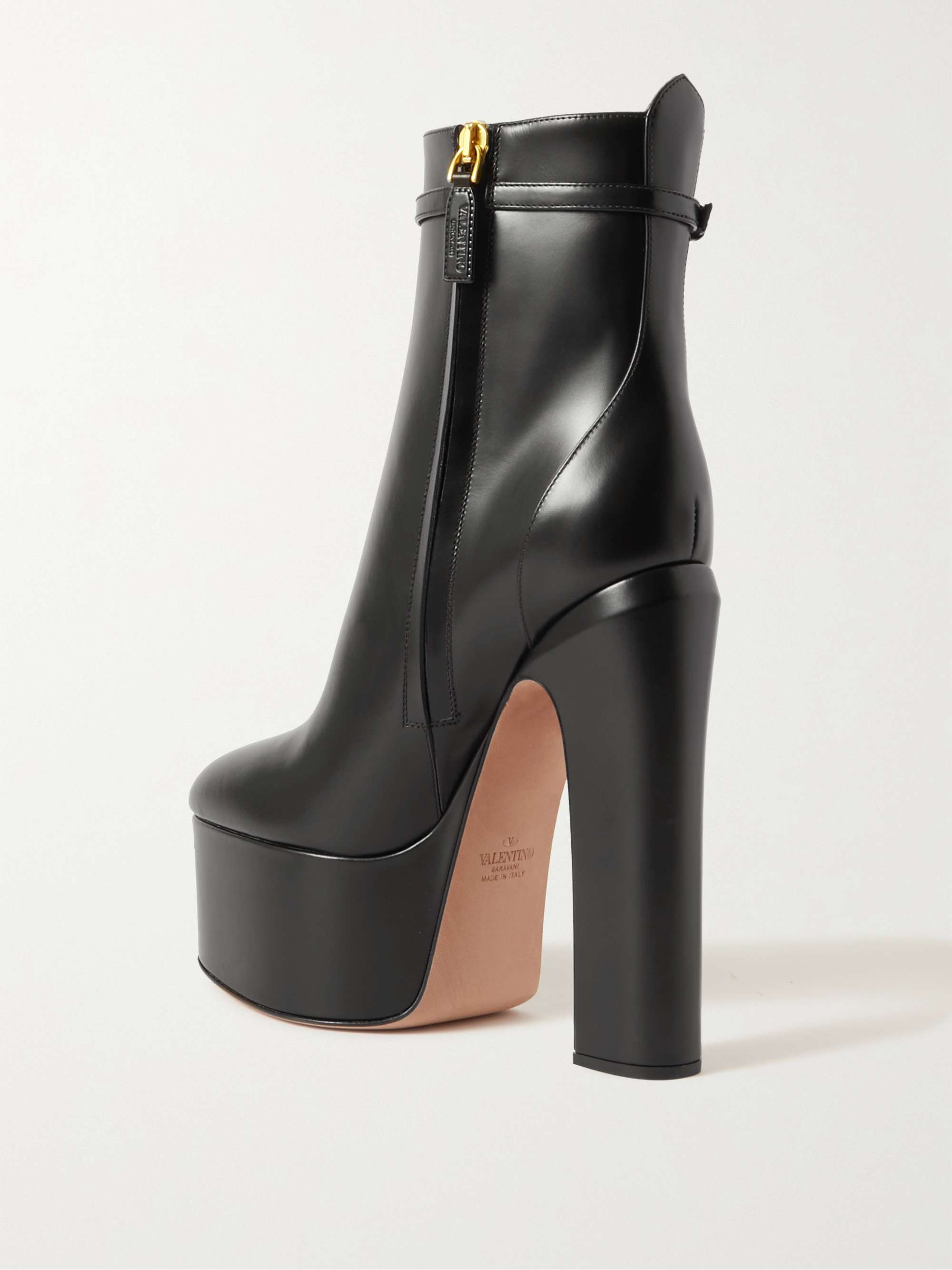 Valentino - Valentino Garavani Tan-Go 155 Leather Platform Ankle Boots - Black - IT41.5 - Net A Porter
