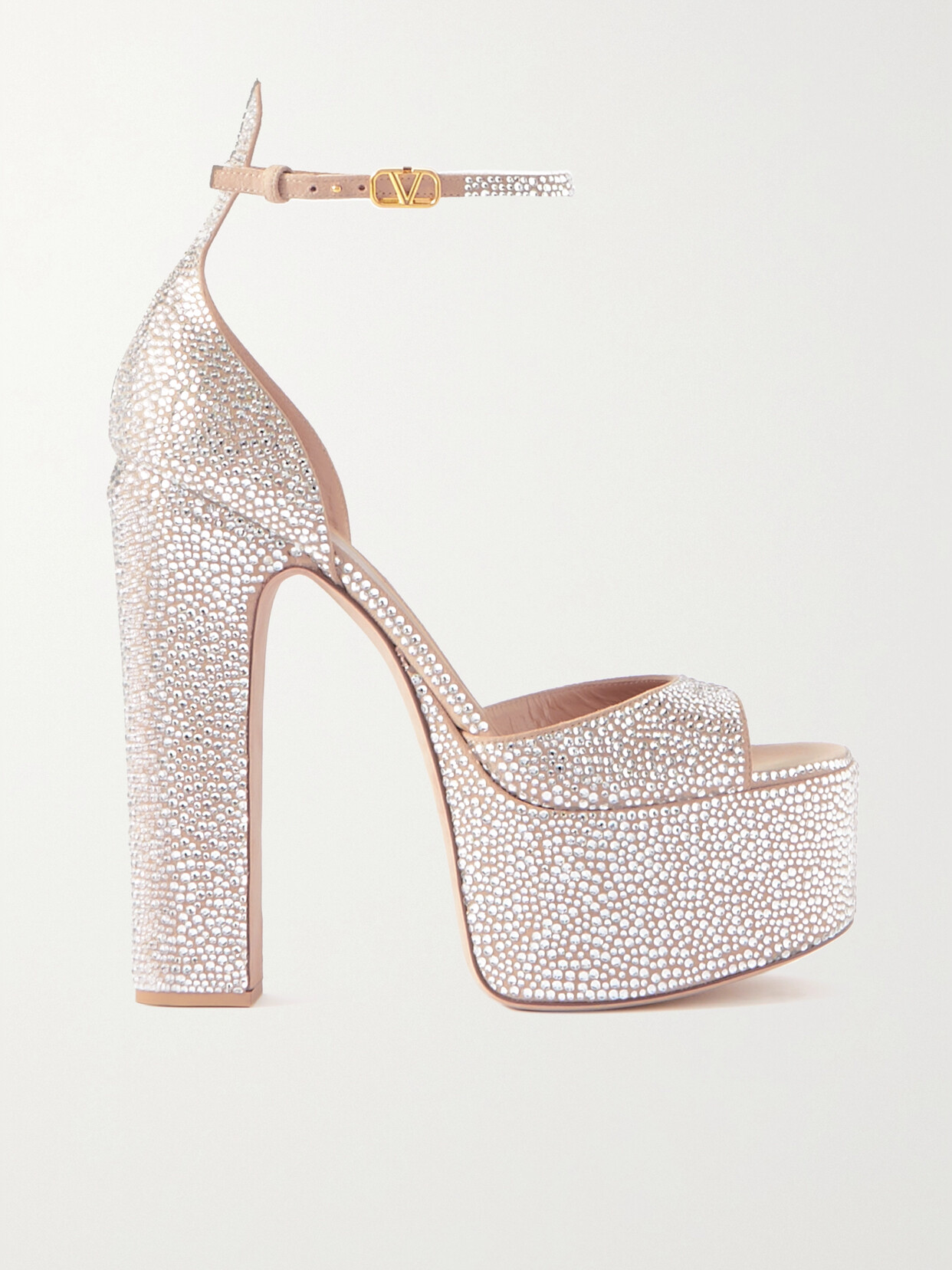 Valentino Garavani - Tan-go 155 Crystal-embellished Suede Platform Sandals - Silver