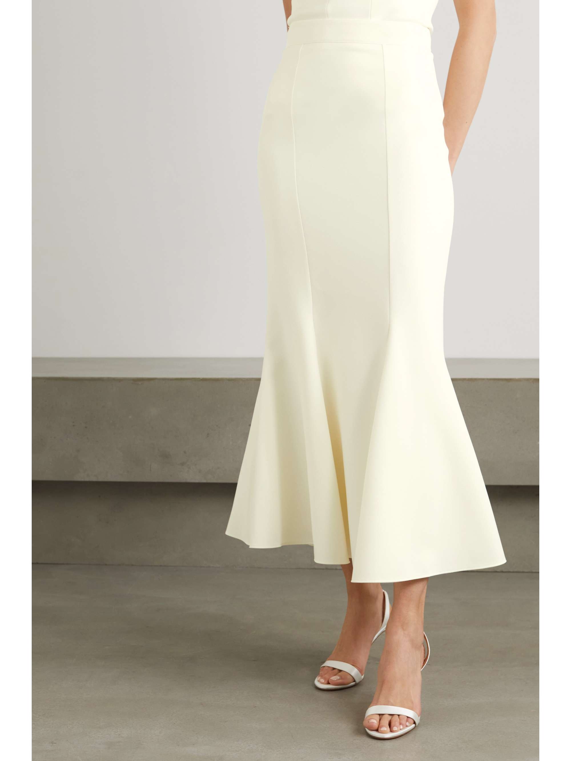 SAFIYAA Sol pleated stretch-crepe midi skirt