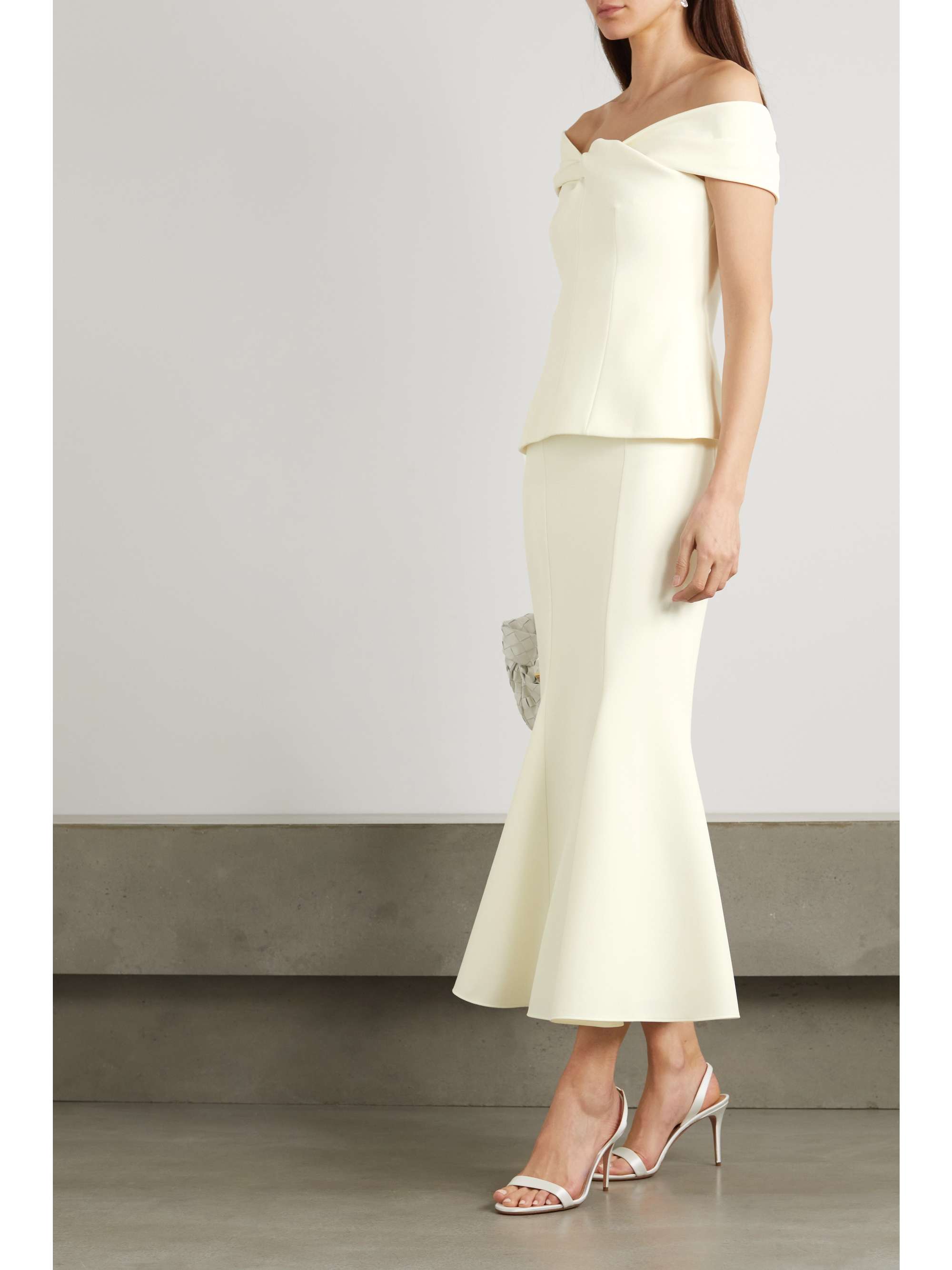 SAFIYAA Sol pleated stretch-crepe midi skirt