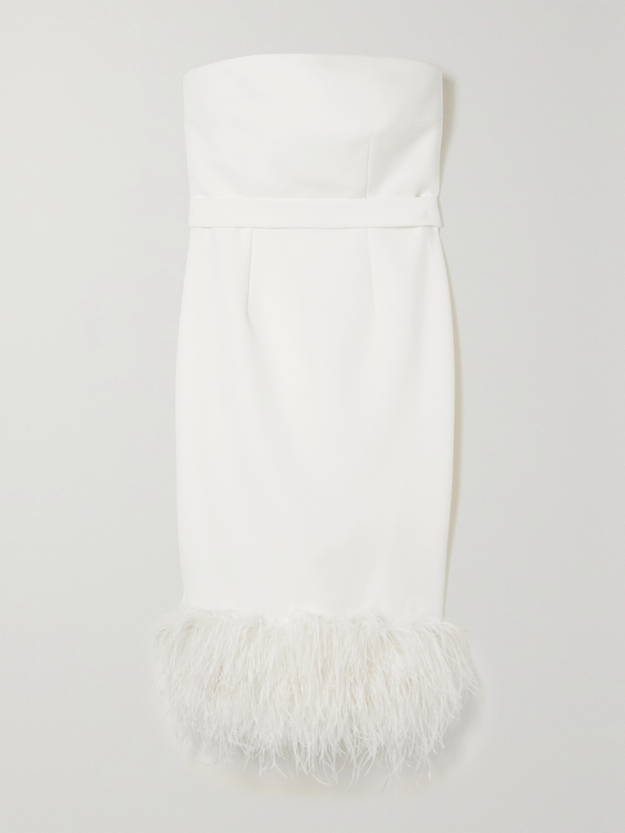 Safiyaa Goya Strapless Feather-trimmed Crepe Midi Dress