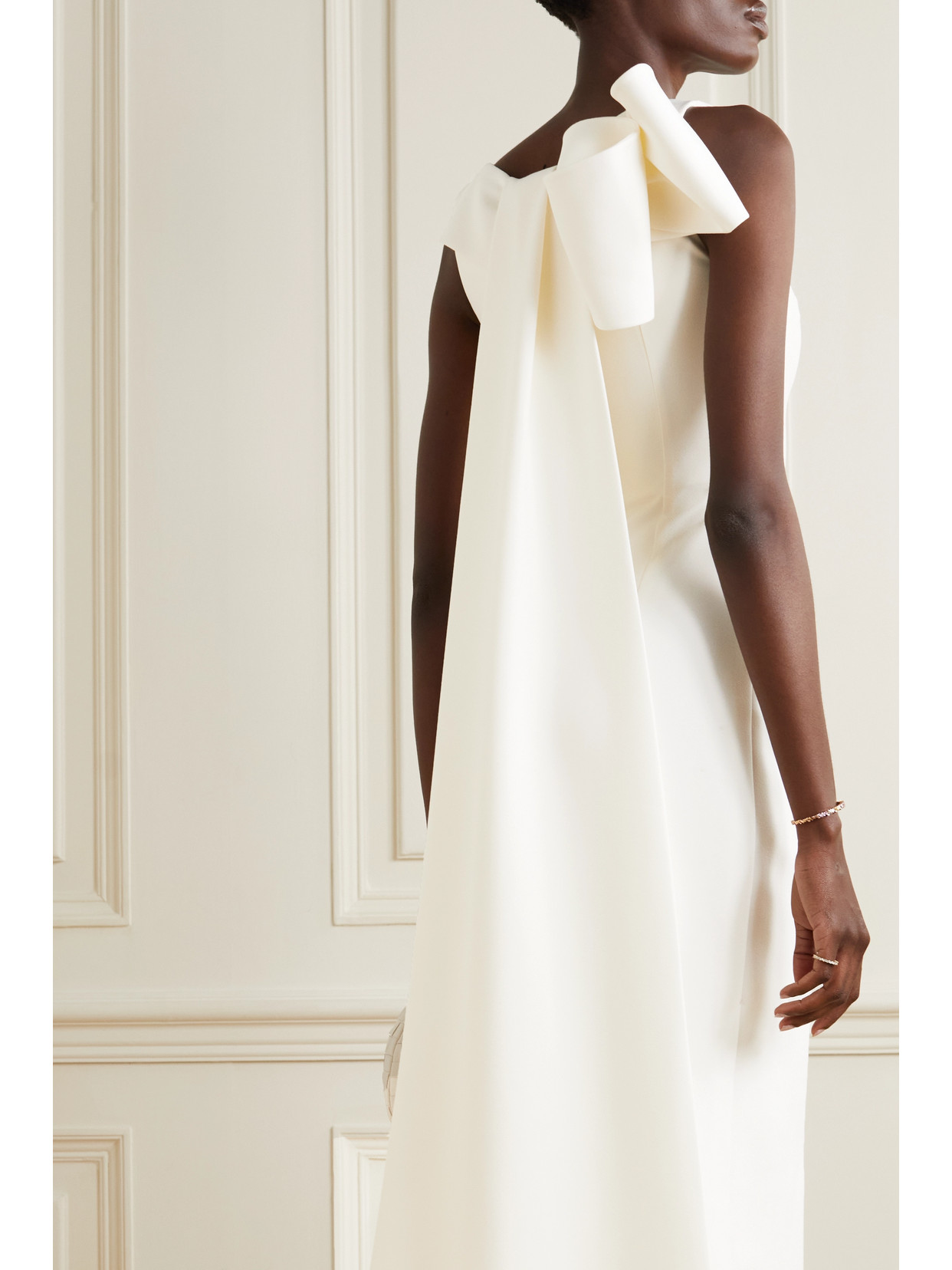 Shop Safiyaa Celestia Draped Stretch-crepe Gown In Ivory