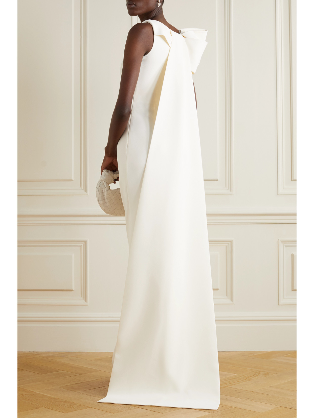 Shop Safiyaa Celestia Draped Stretch-crepe Gown In Ivory