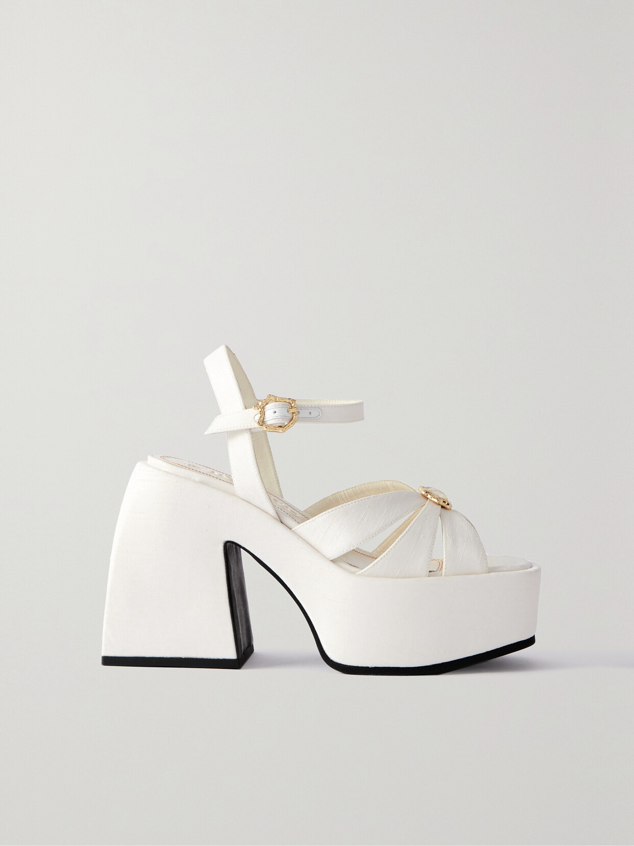 NODALETO Bulla Aurora Embellished Satin Platform Sandals - White
