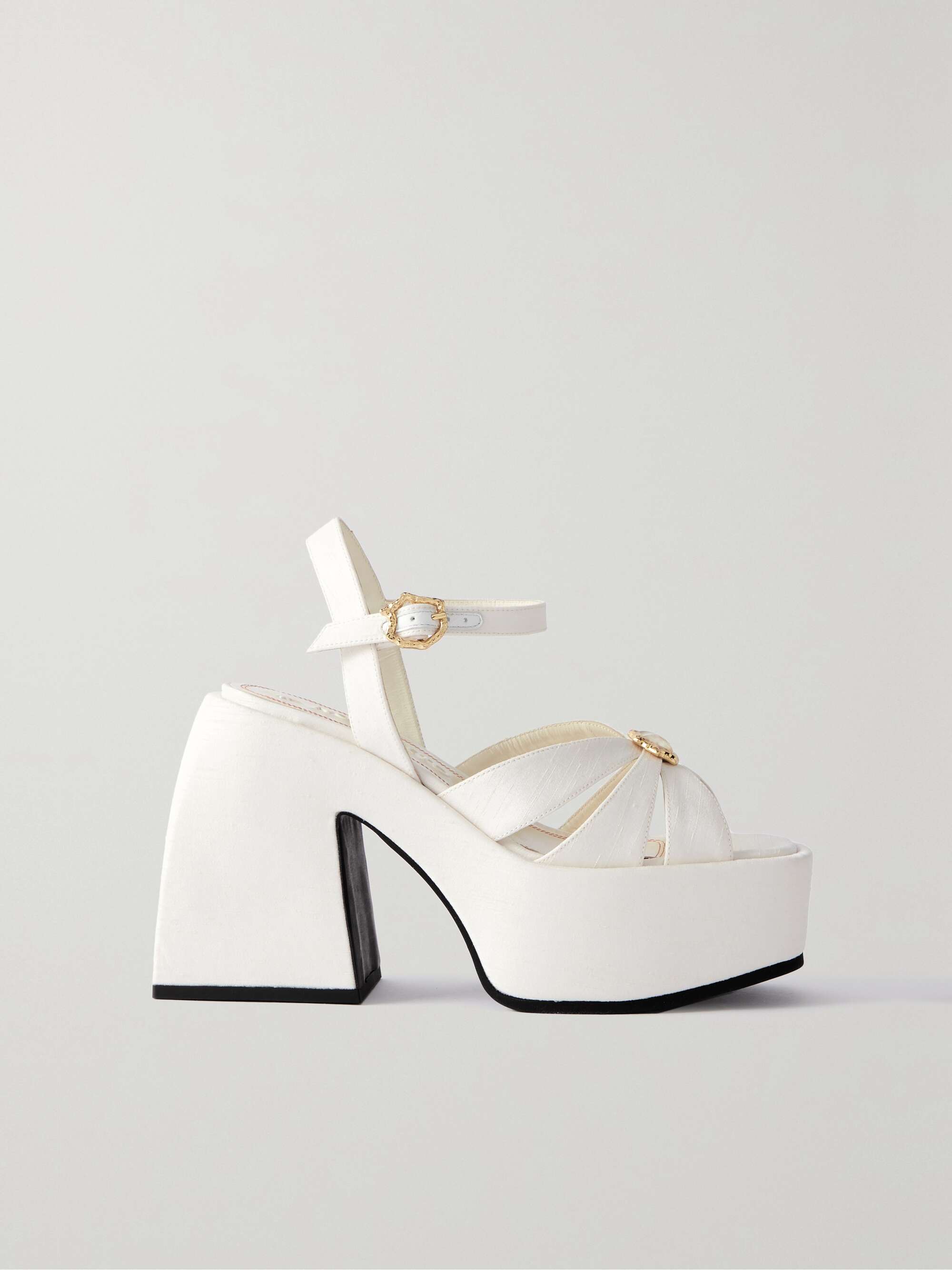 white satin platform
