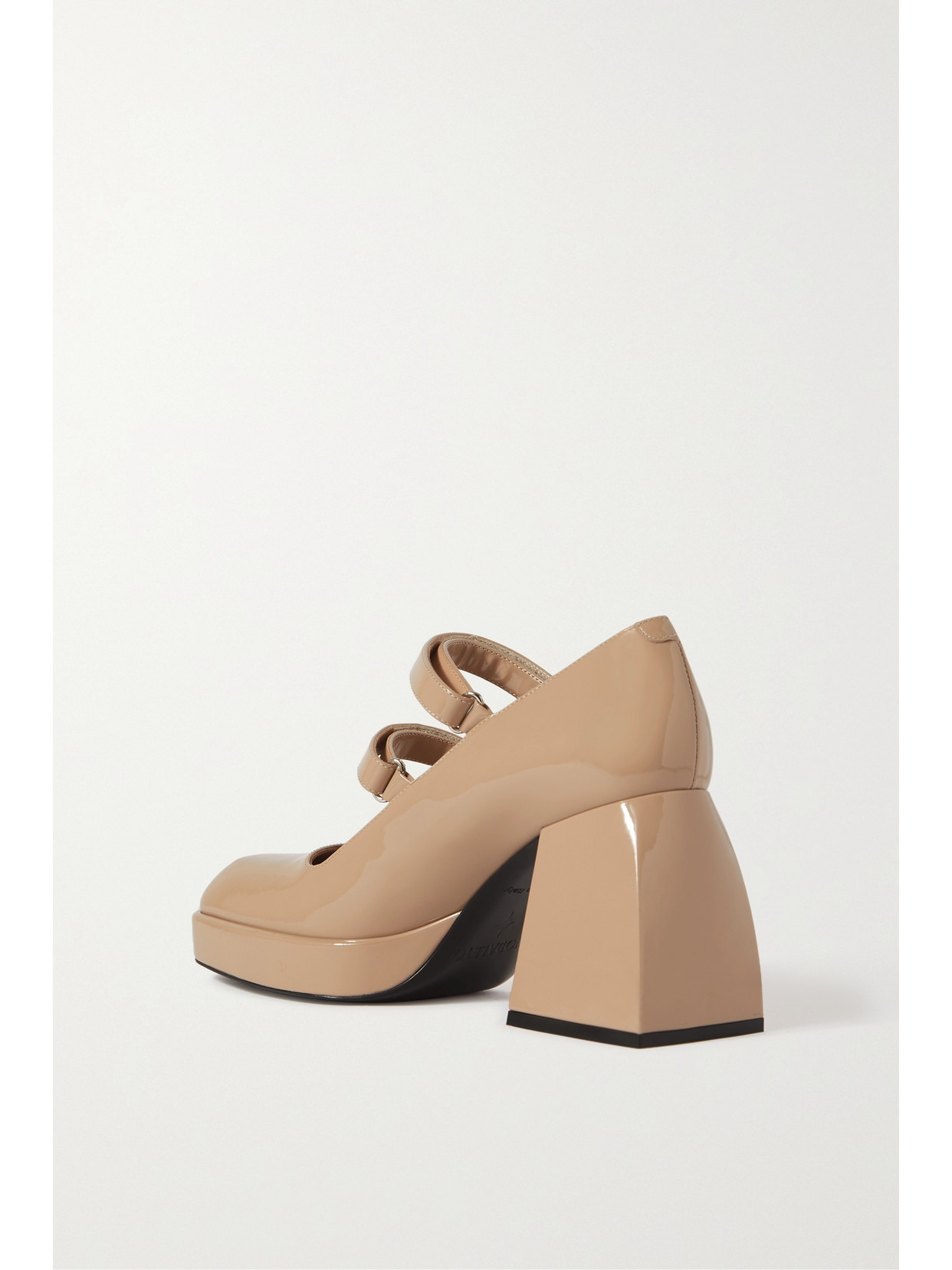 Shop Nodaleto Bulla Babies Glossed-leather Platform Mary Jane Pumps In Neutrals