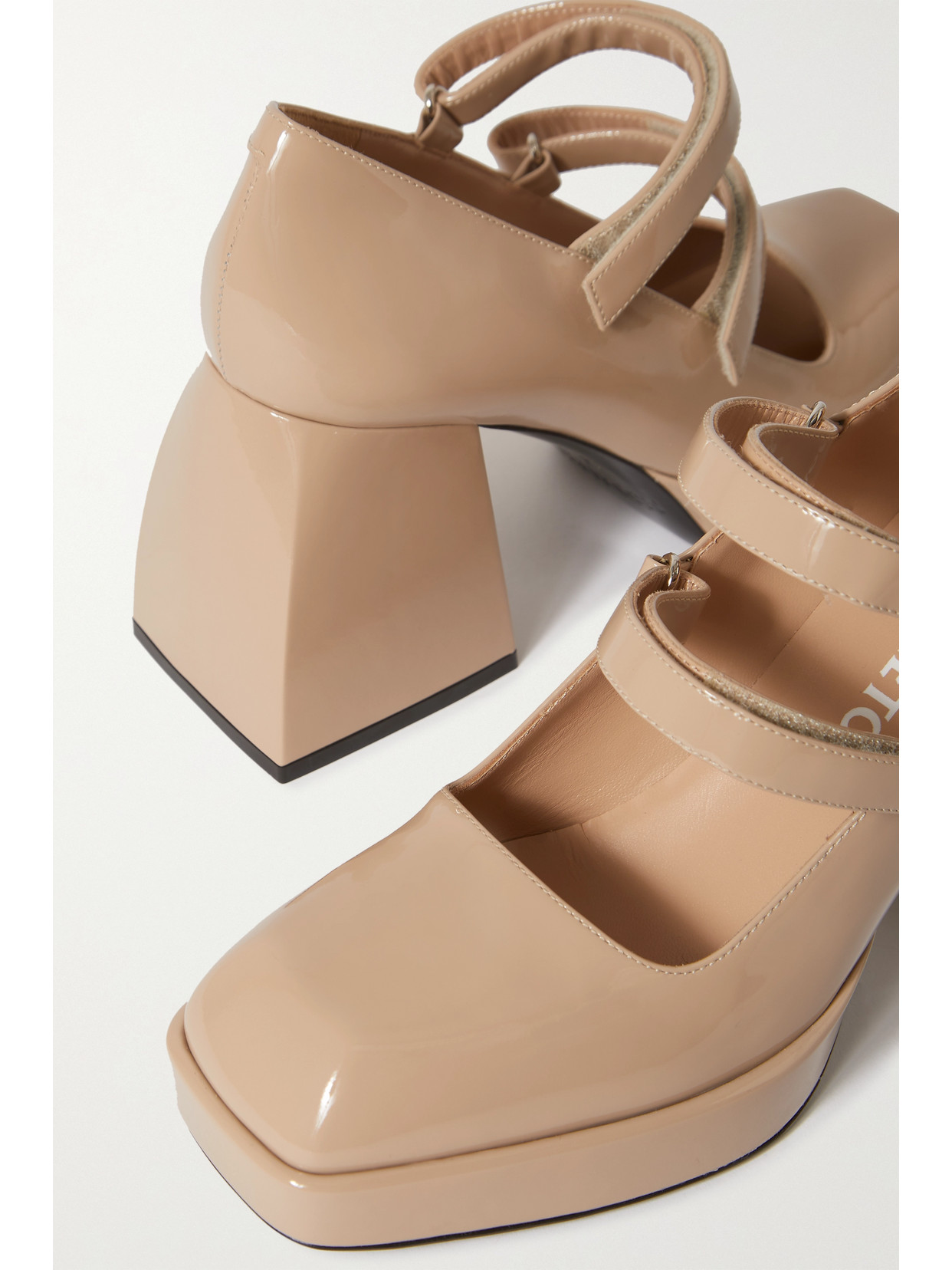 Shop Nodaleto Bulla Babies Glossed-leather Platform Mary Jane Pumps In Neutrals