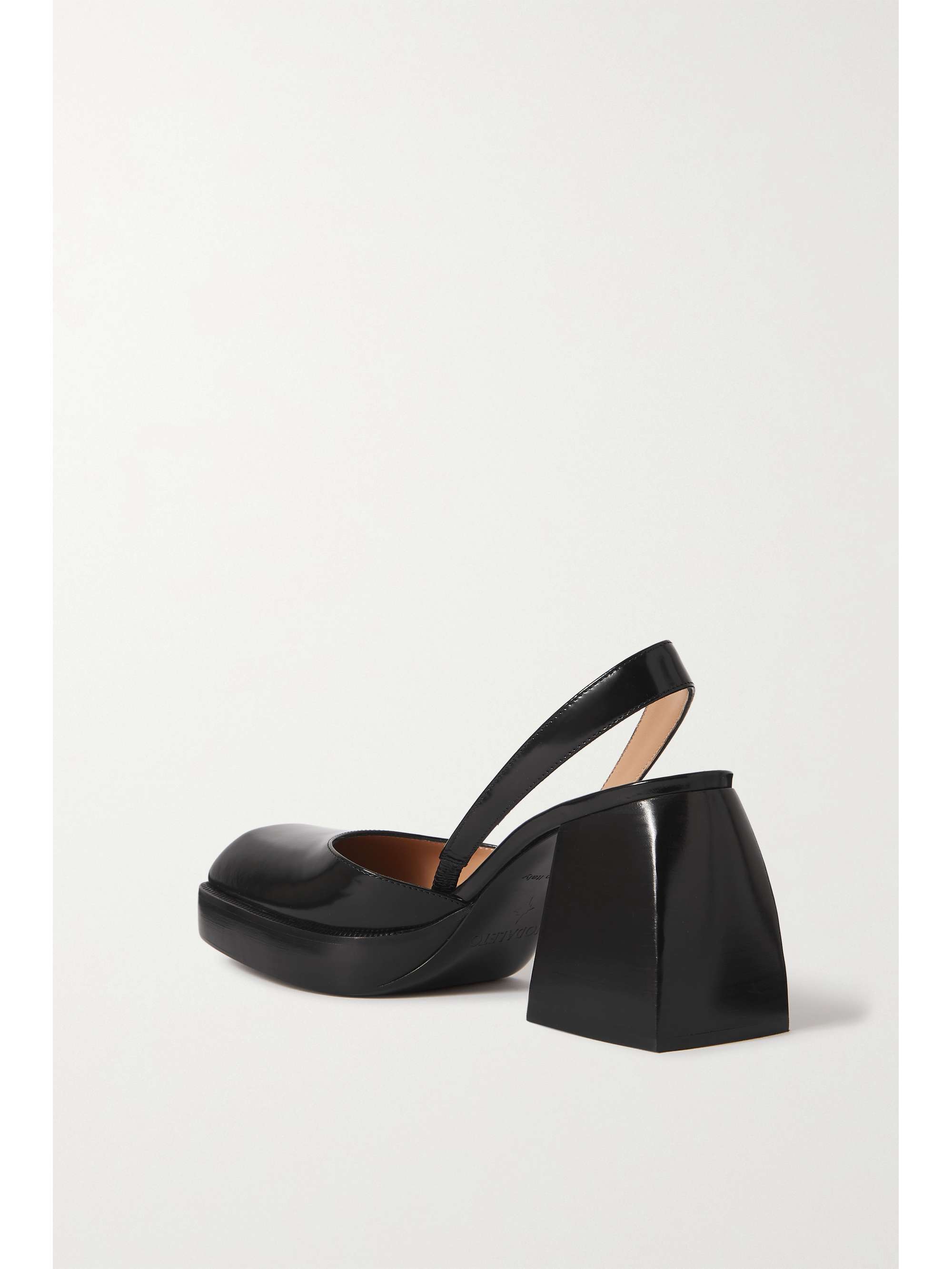 NODALETO Bulla Jones glossed-leather slingback platform pumps