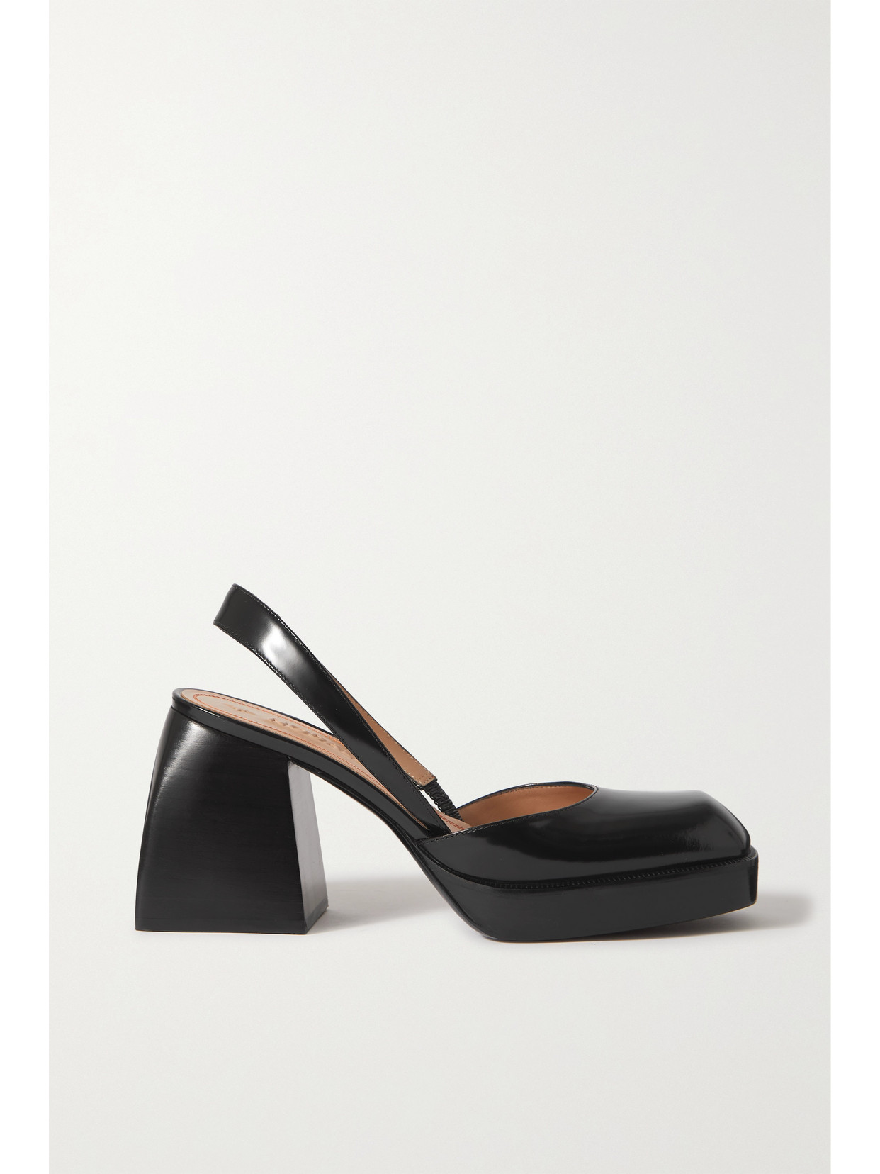 Shop Nodaleto Bulla Jones Glossed-leather Slingback Platform Pumps In Black