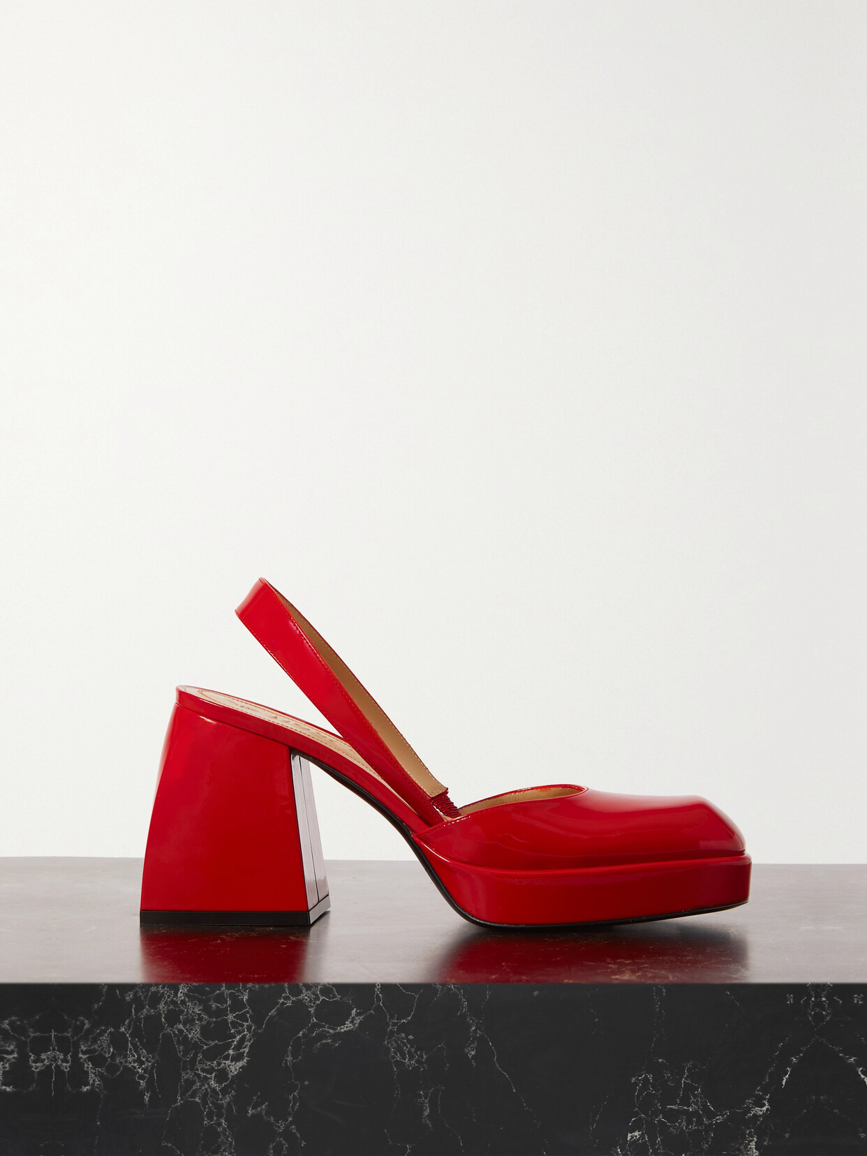 NODALETO Bulla Jones Glossed-leather Slingback Platform Pumps - Red
