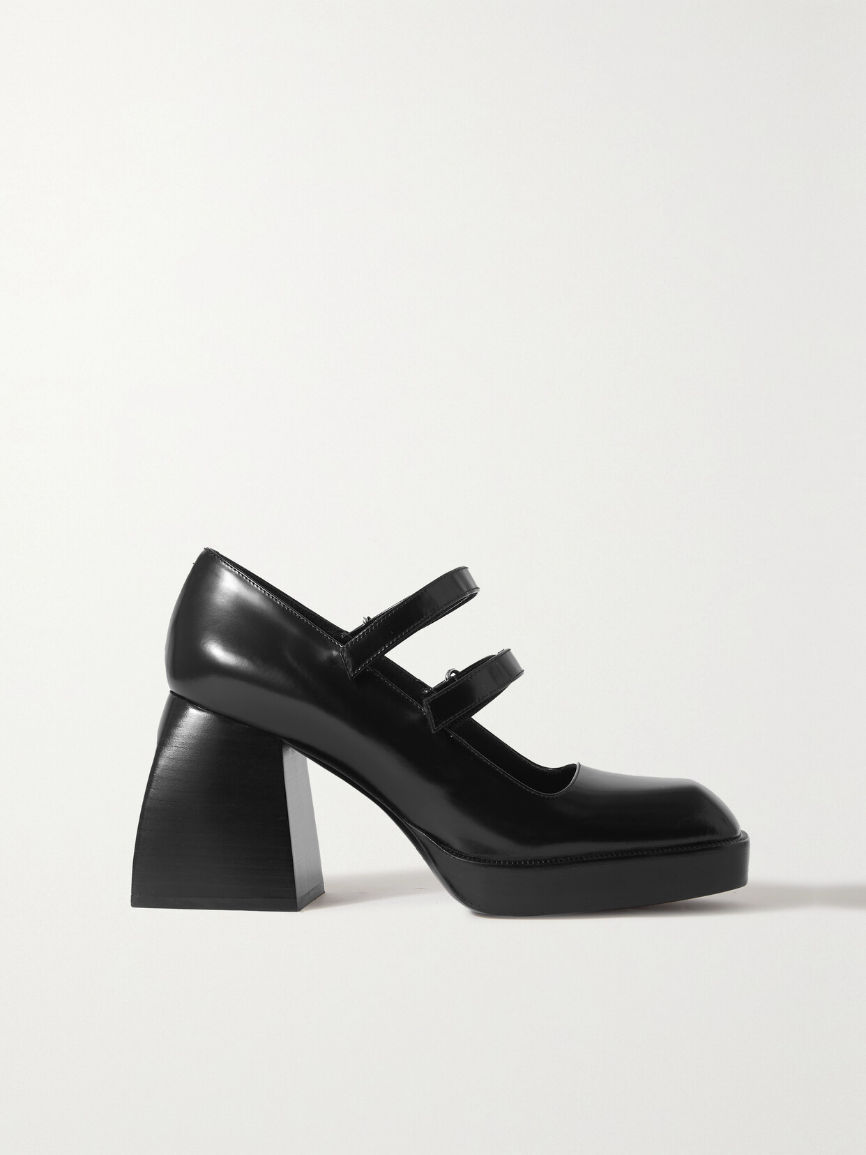 Nodaleto Bulla Babies Glossed-leather Platform Mary Jane Pumps In Black