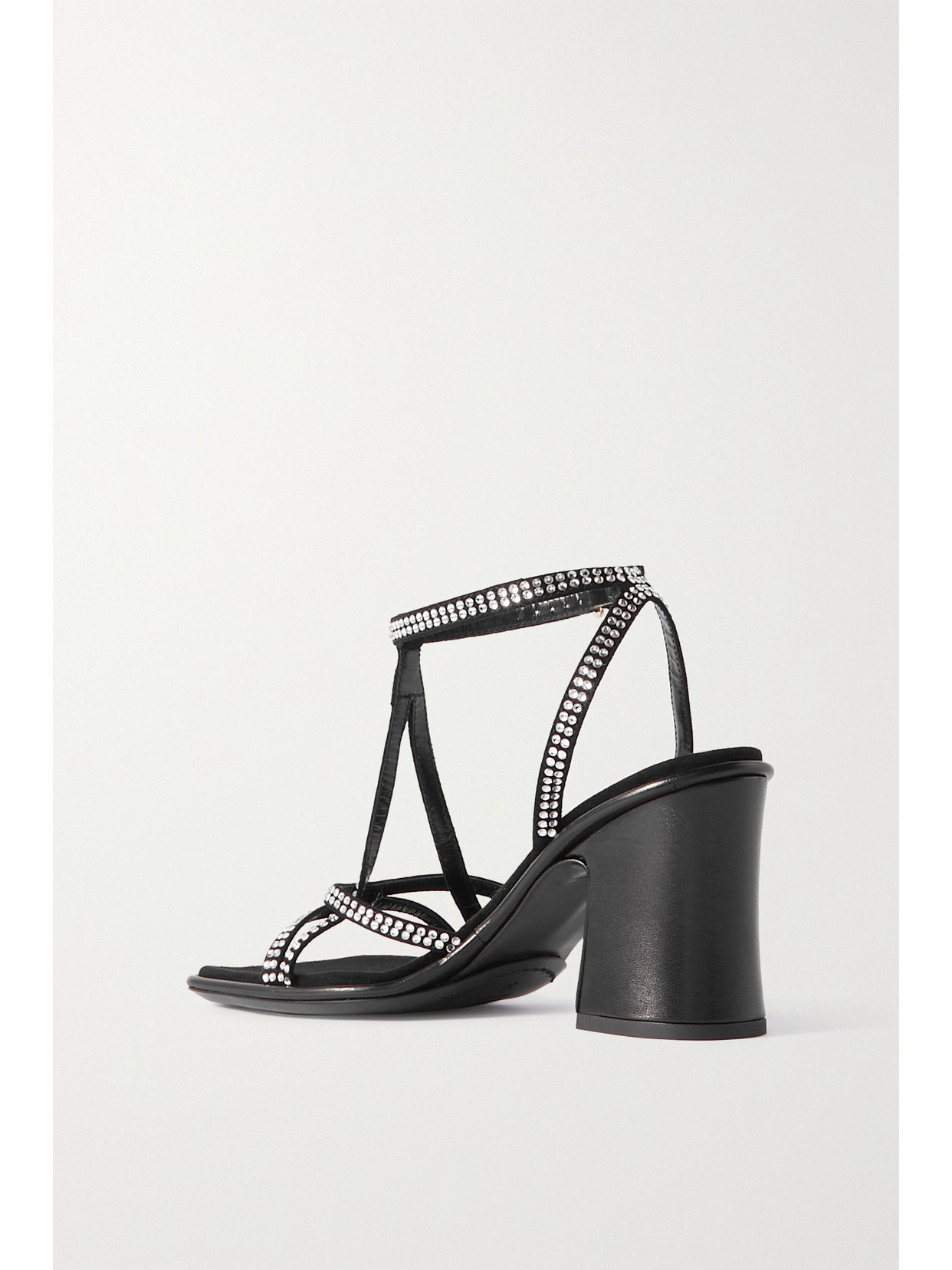 Dries Van Noten Leather-trimmed Embellished Suede Sandals In Black