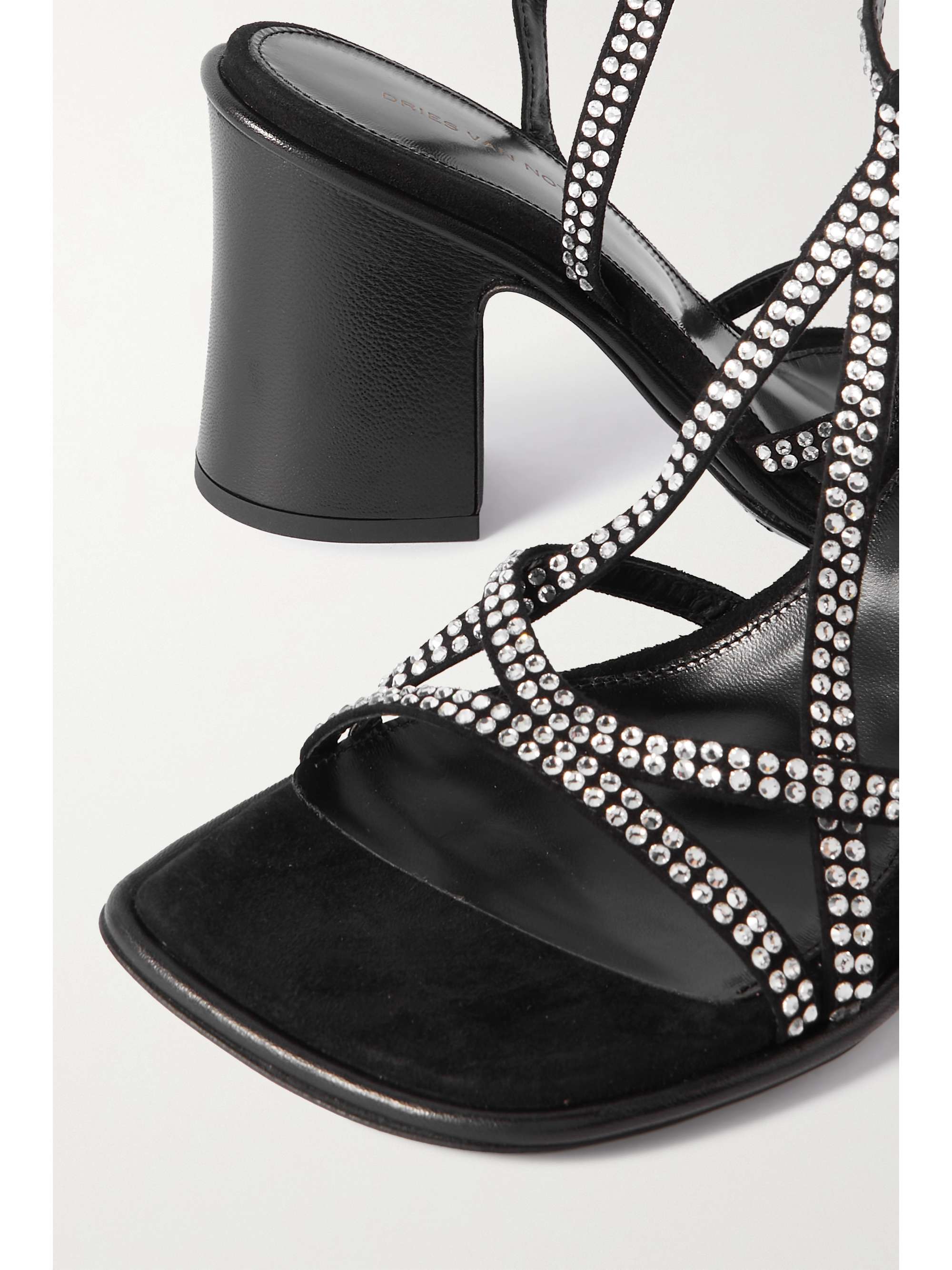 DRIES VAN NOTEN Leather-trimmed embellished suede sandals