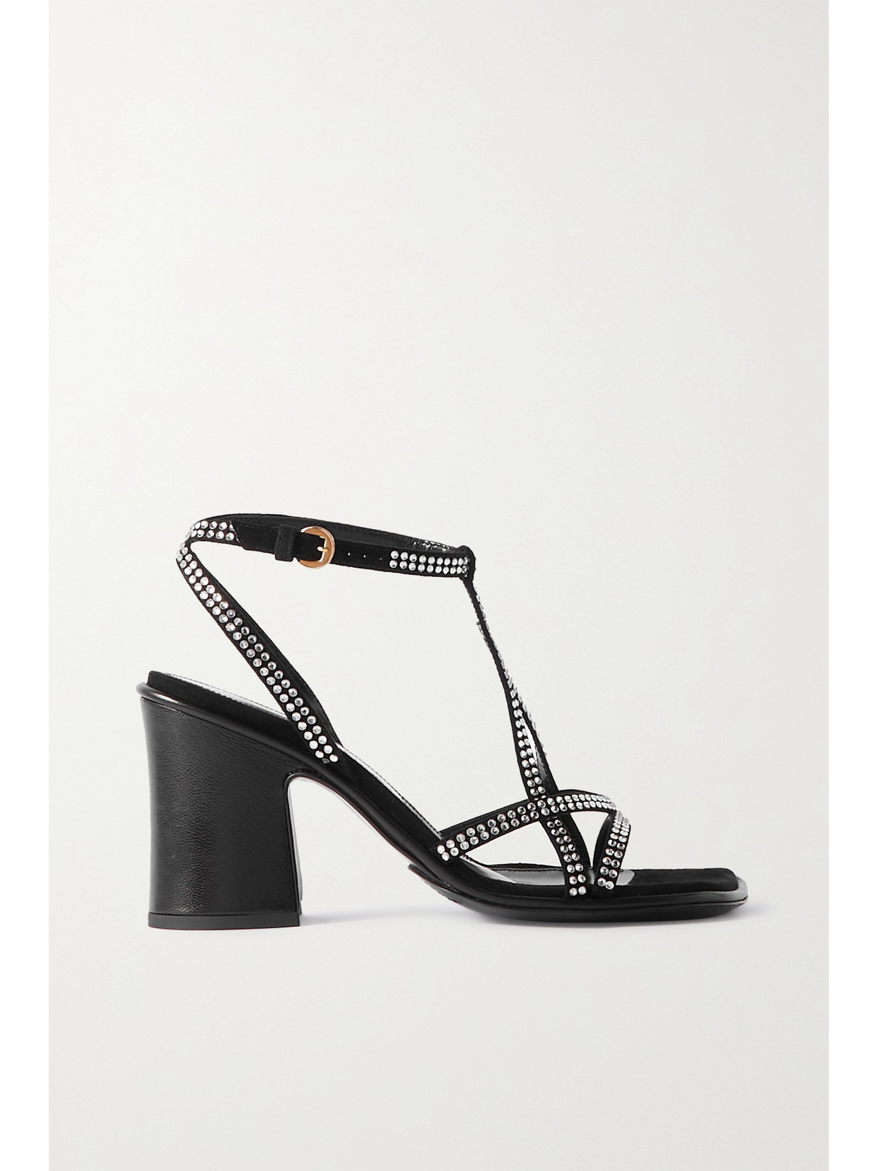 Shop Dries Van Noten Leather-trimmed Embellished Suede Sandals In Black