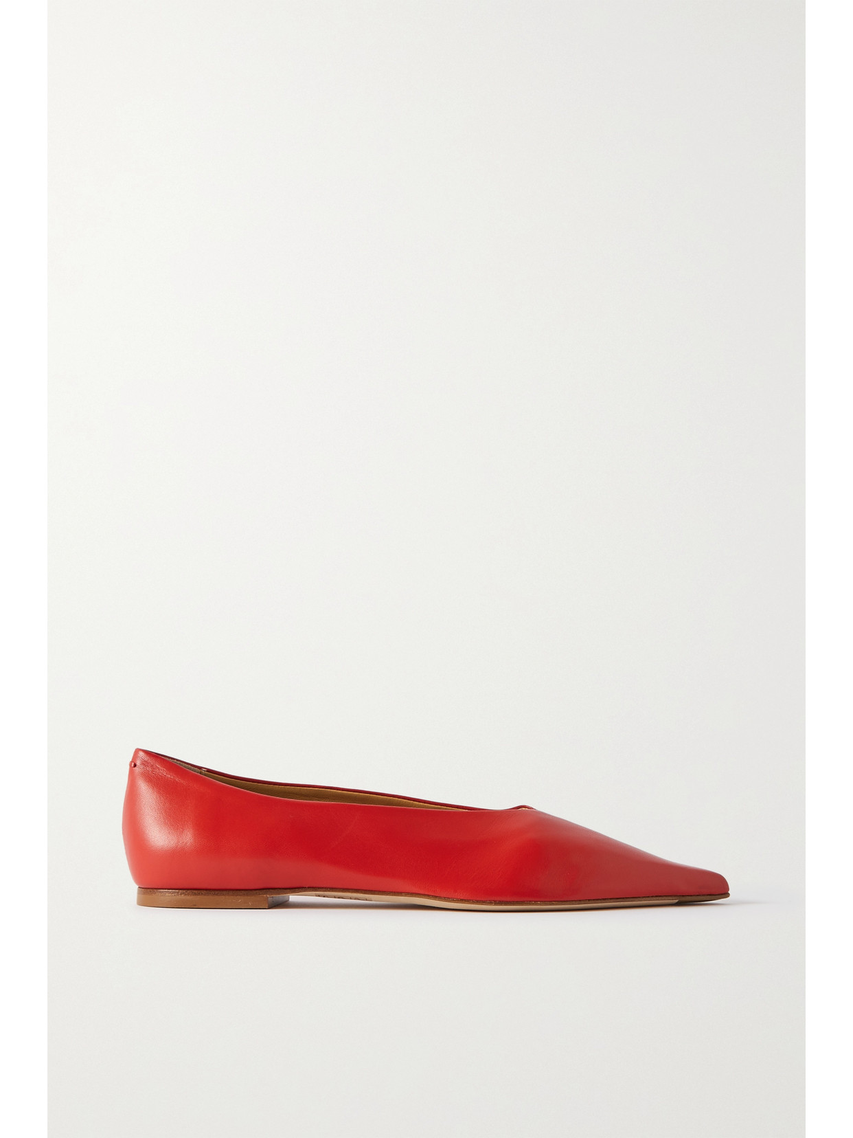 Aeyde Rosa Leather Point-toe Flats In Red