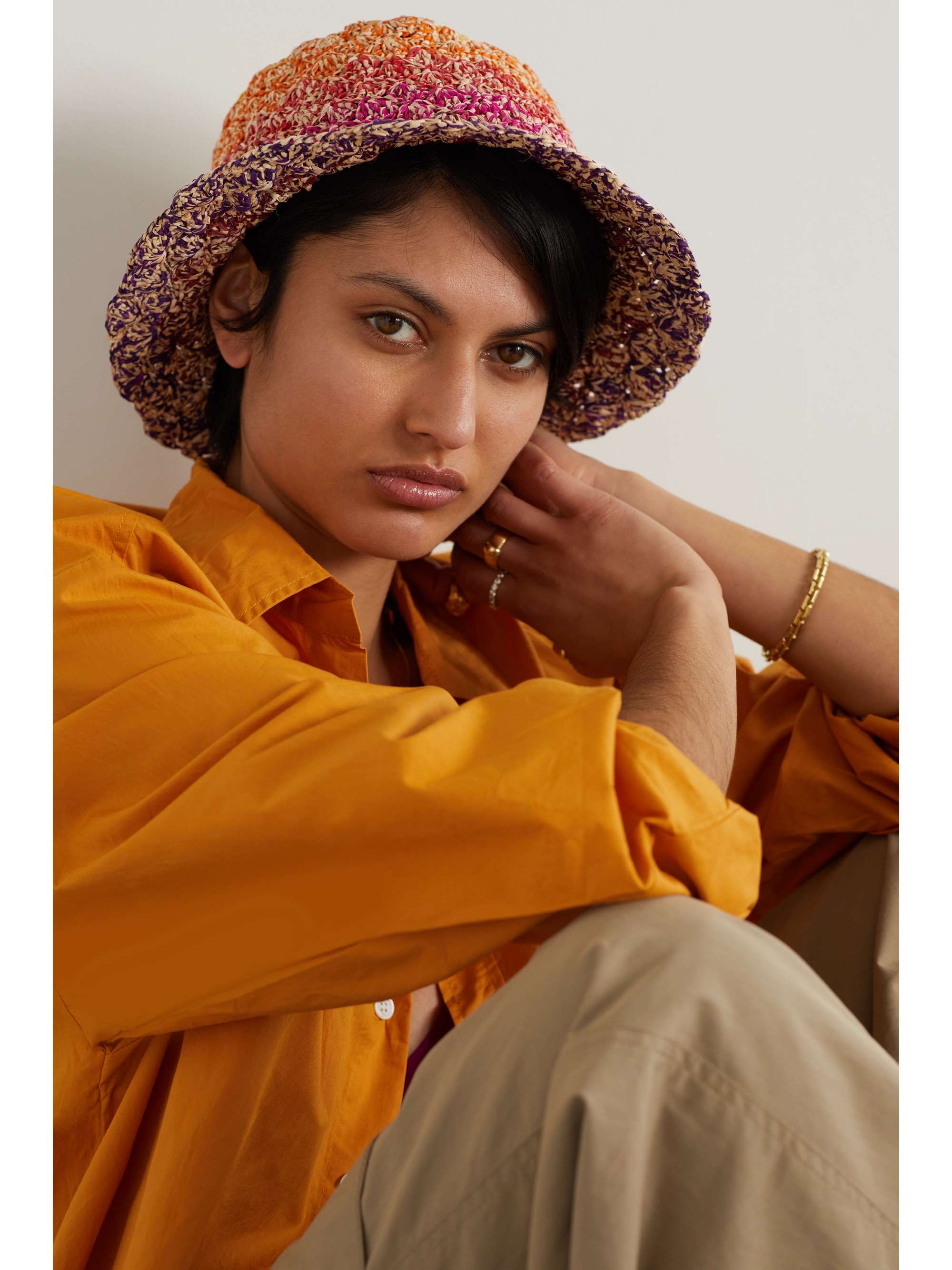 ISABEL MARANT Positano crocheted raffia bucket hat