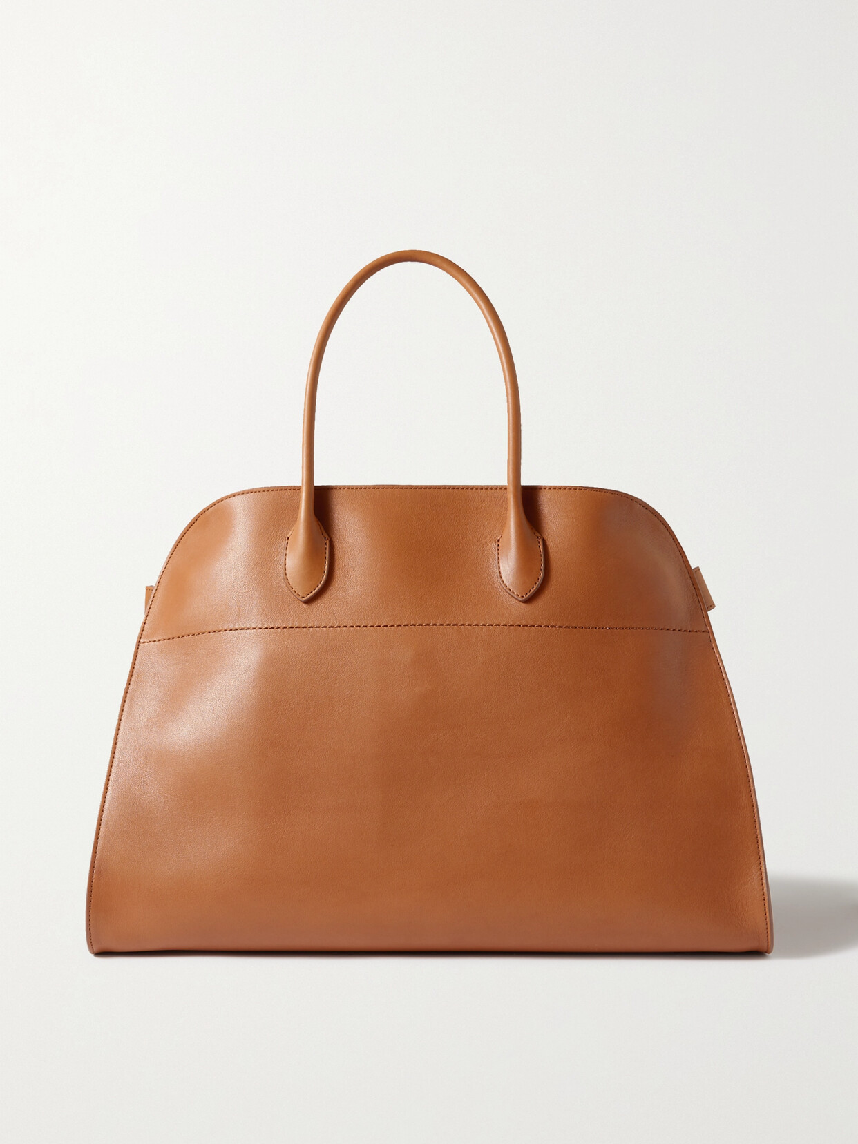 The Row Margaux 17 Leather Tote In Brown