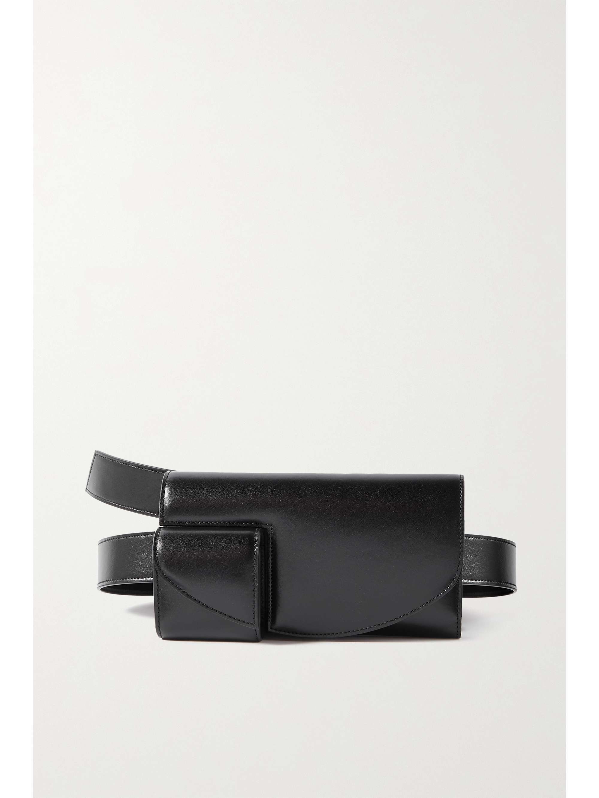 Horizontal leather belt bag