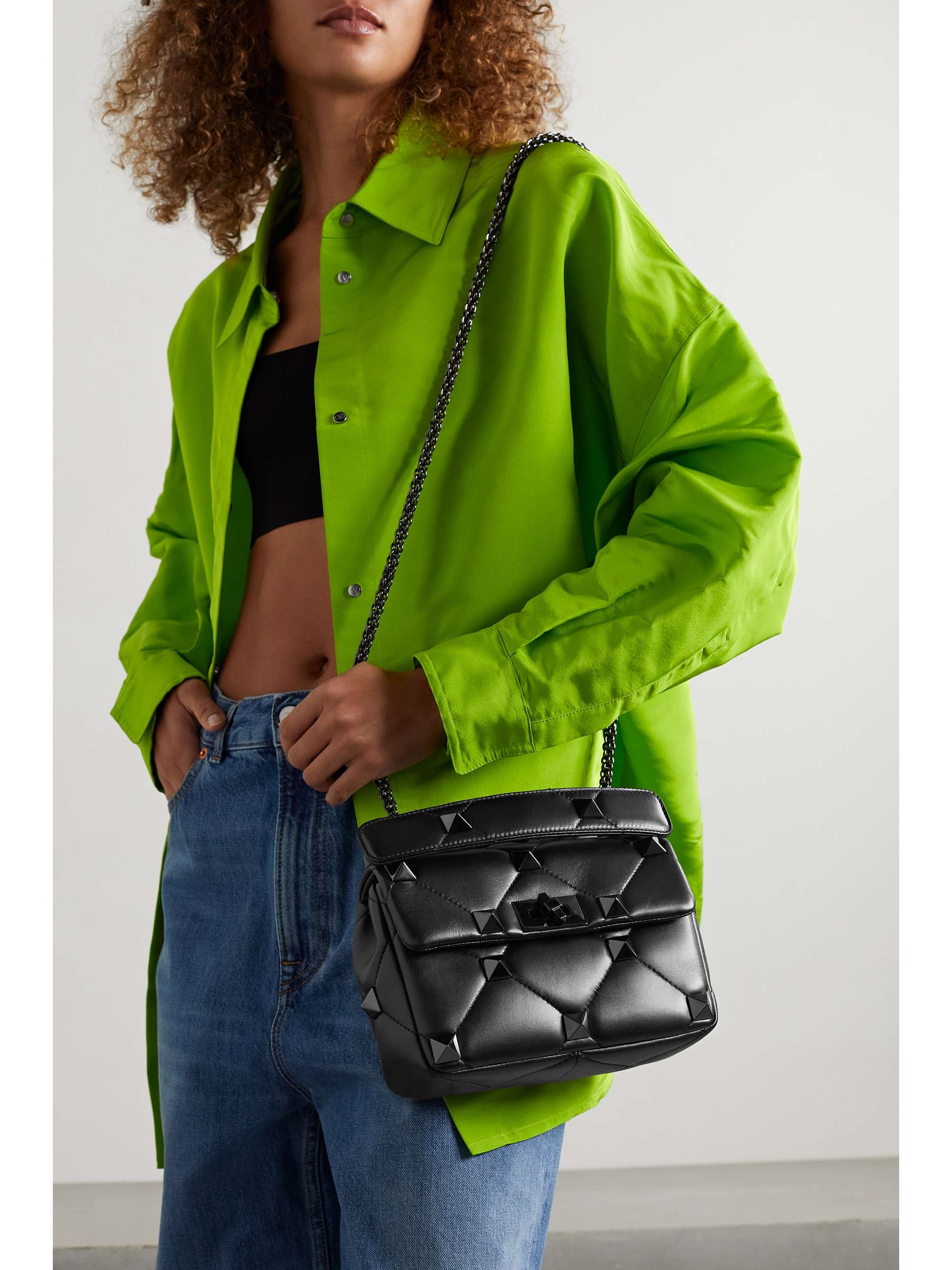 VALENTINO GARAVANI Roman Stud quilted leather shoulder bag | NET-A-PORTER