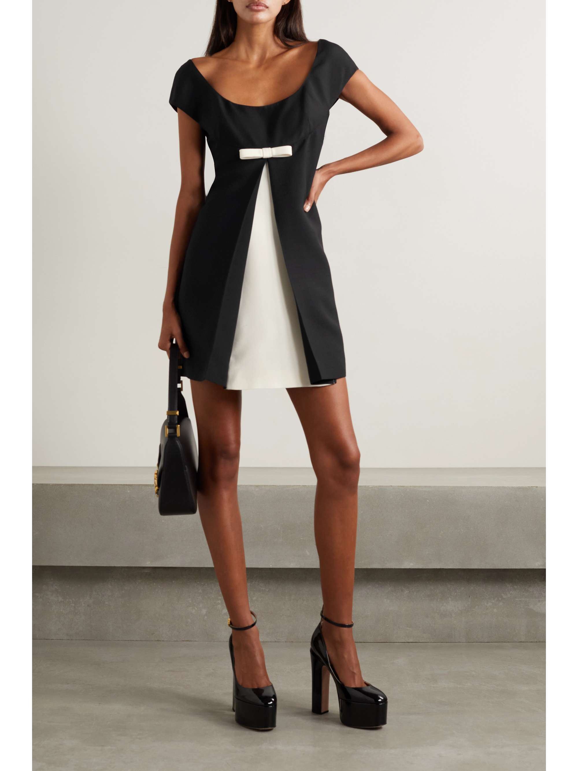 VALENTINO GARAVANI Bow-embellished wool and silk-blend cady mini dress |  NET-A-PORTER