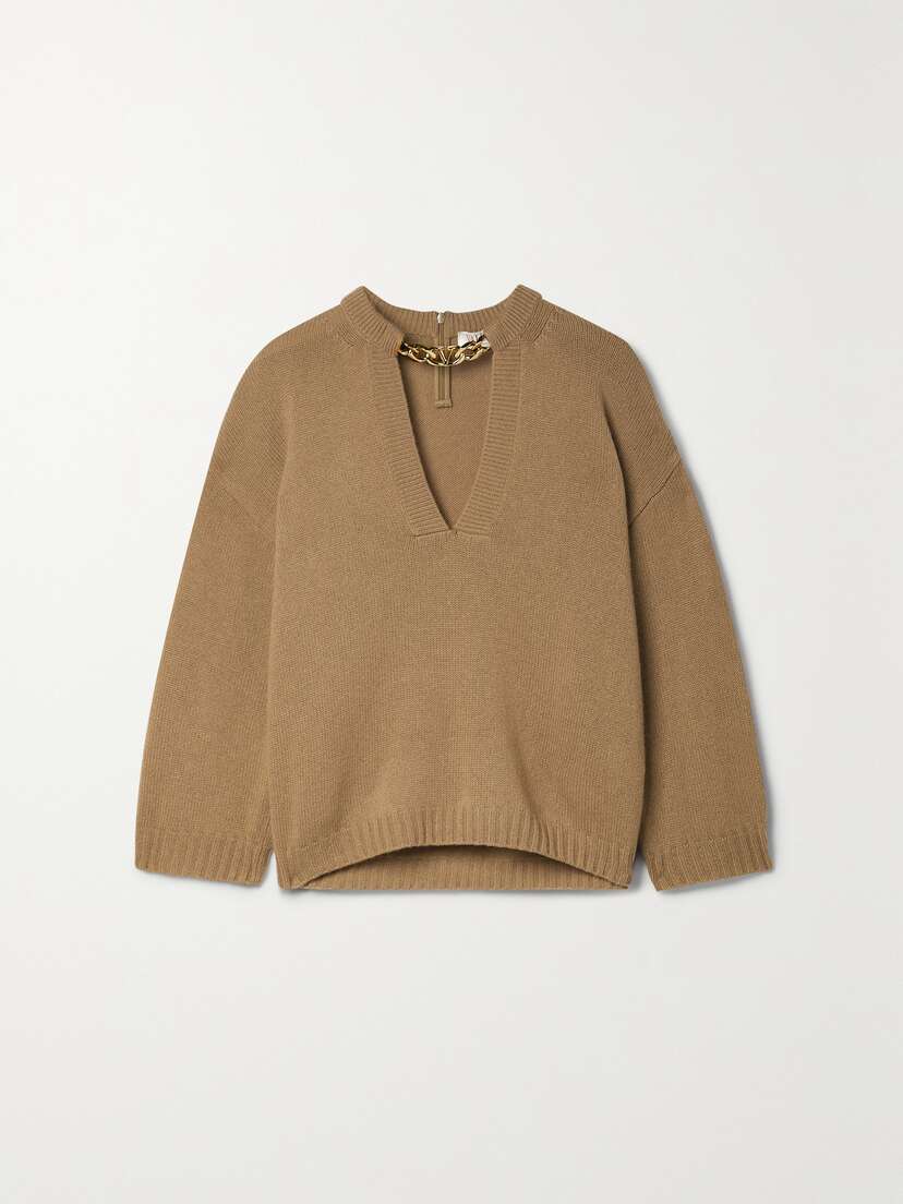 Valentino Garavani Chain-embellished Cashmere Sweater