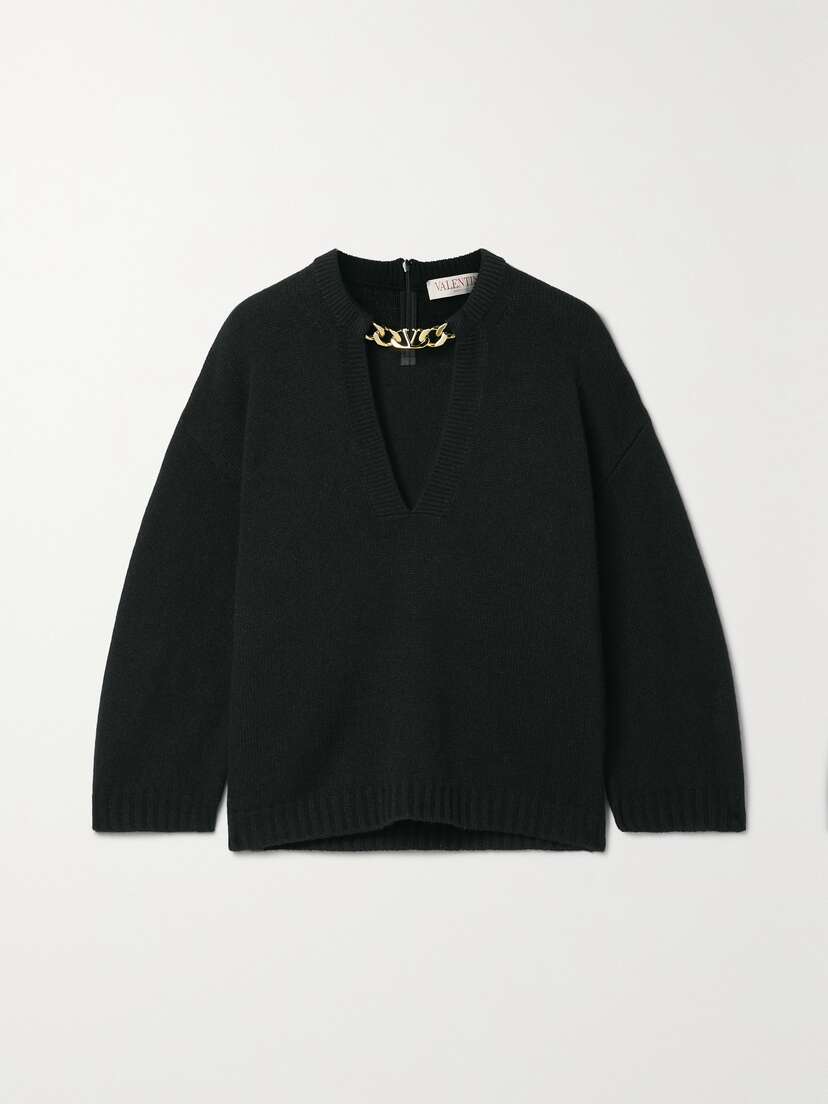 Valentino Garavani Chain-embellished Cashmere Sweater - x large