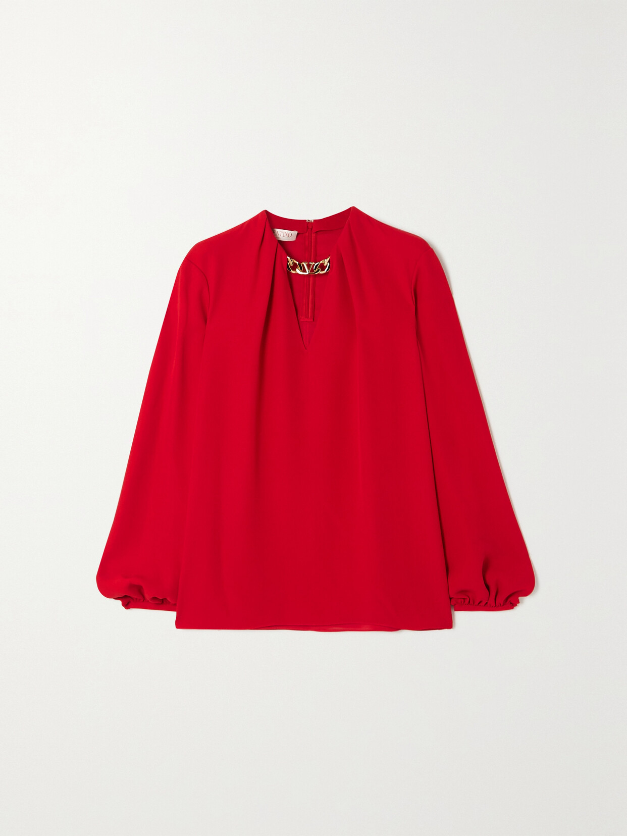 VALENTINO CHAIN-EMBELLISHED SILK-CADY BLOUSE