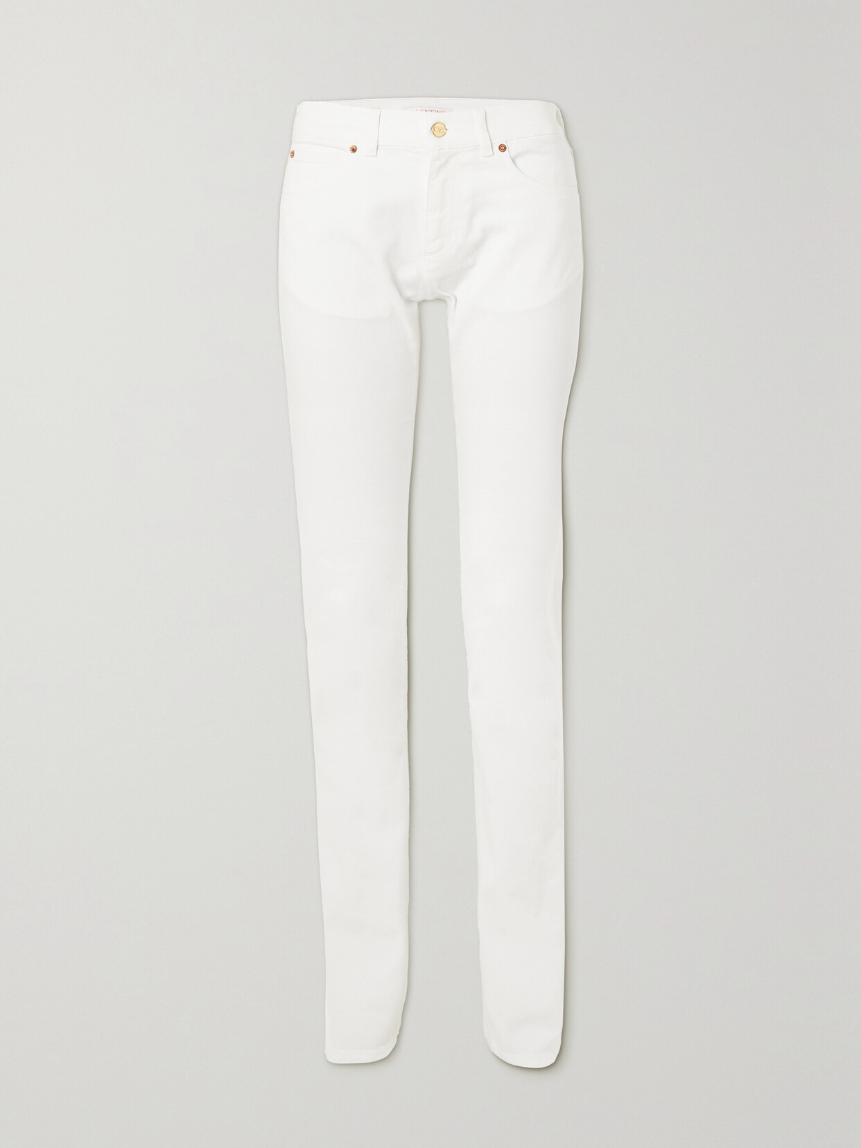 Valentino Embellished High-rise Skinny Jeans In White