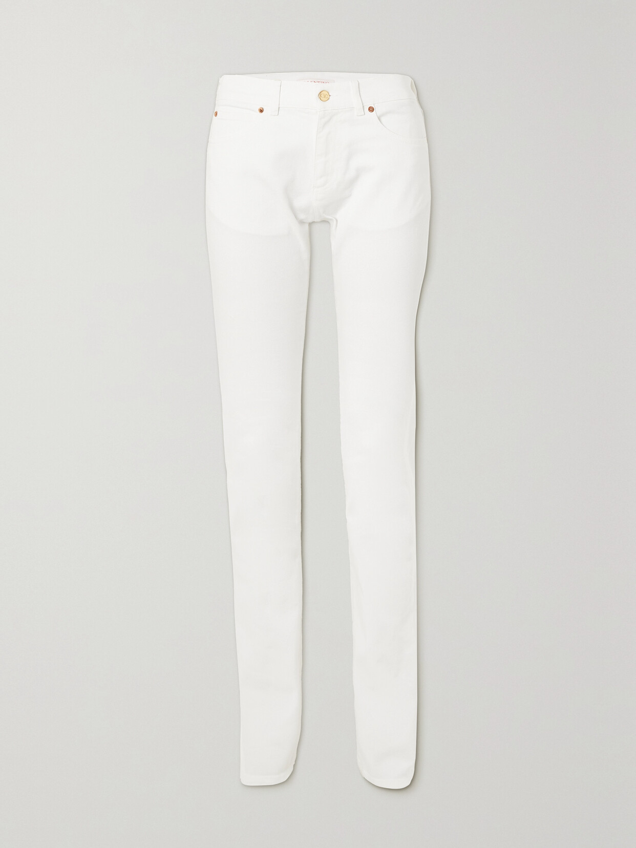 Valentino Embellished High-rise Skinny Jeans In White