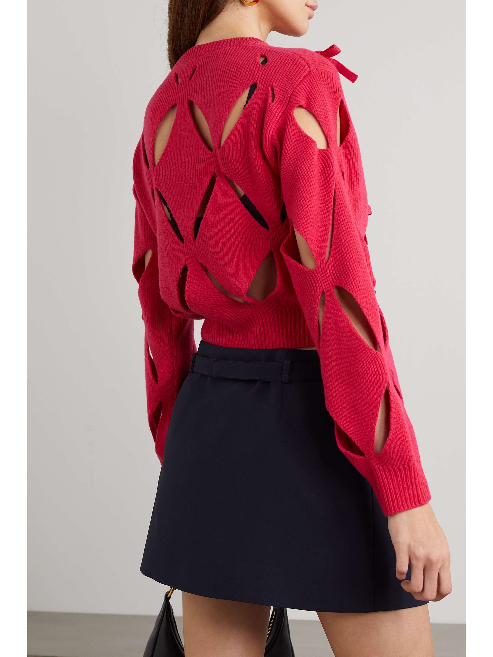 VALENTINO GARAVANI Bow-detailed cutout wool sweater