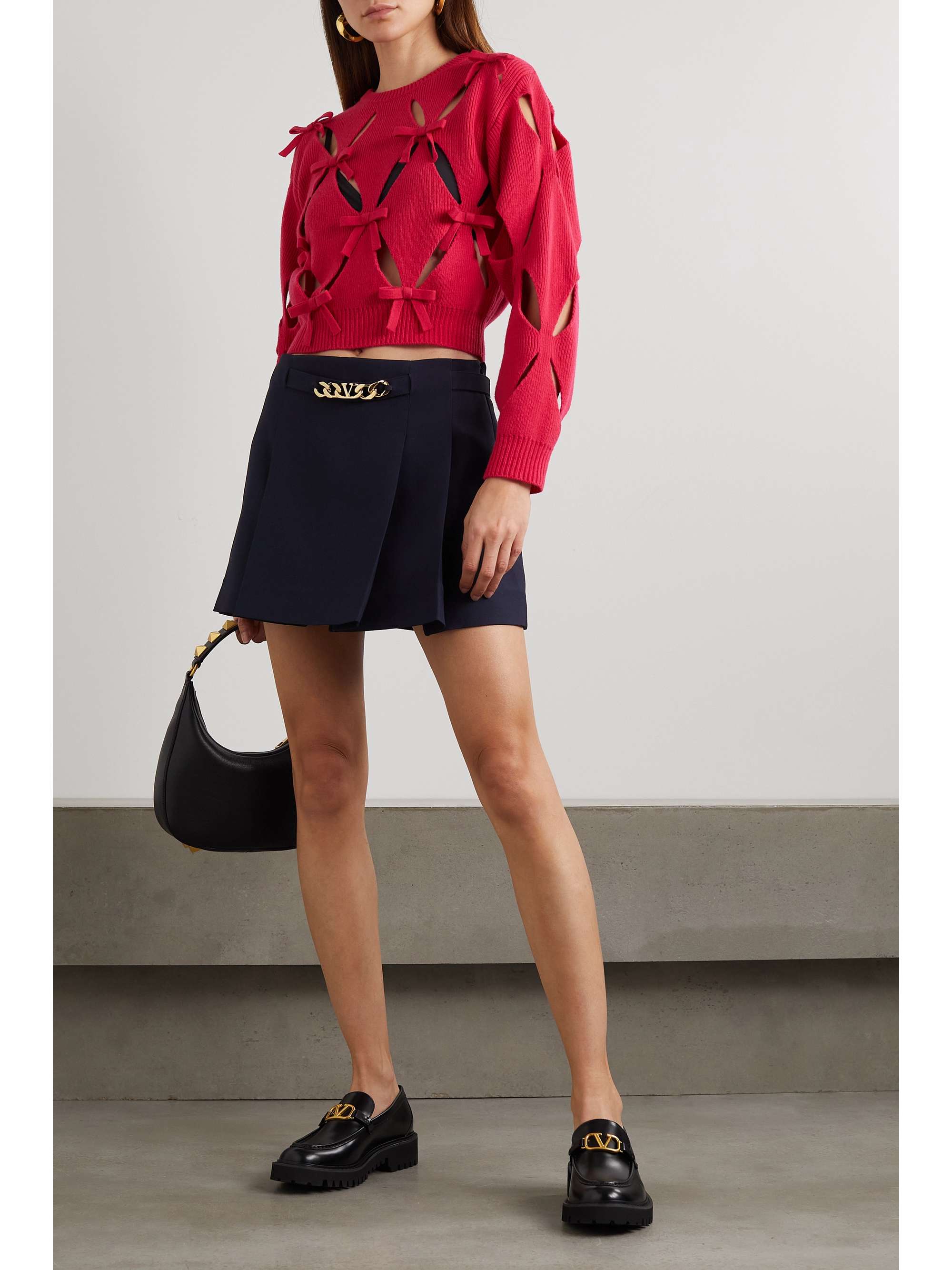 VALENTINO GARAVANI Bow-detailed cutout wool sweater